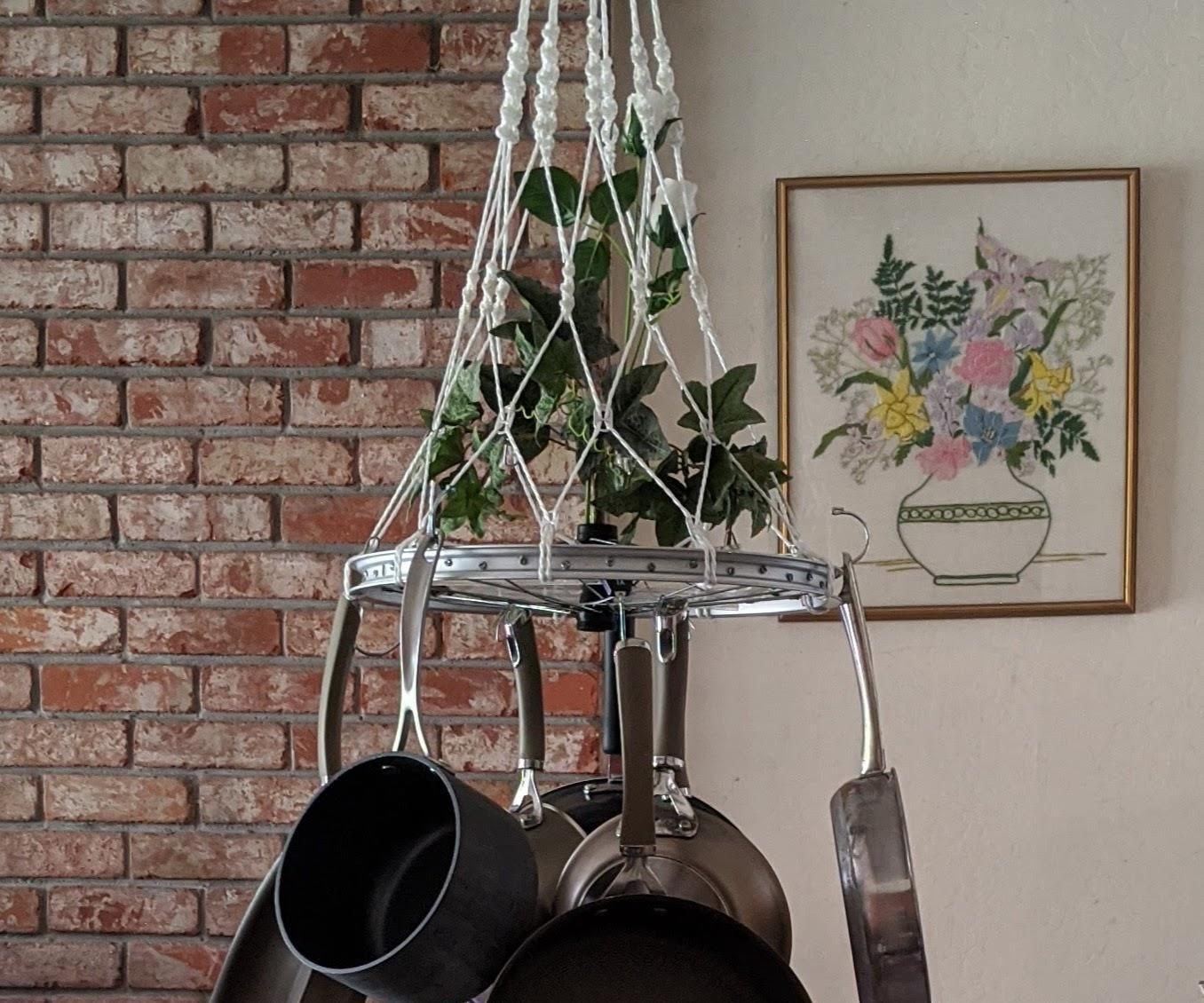 Bicycle Wheel to Hanging Pan Rack