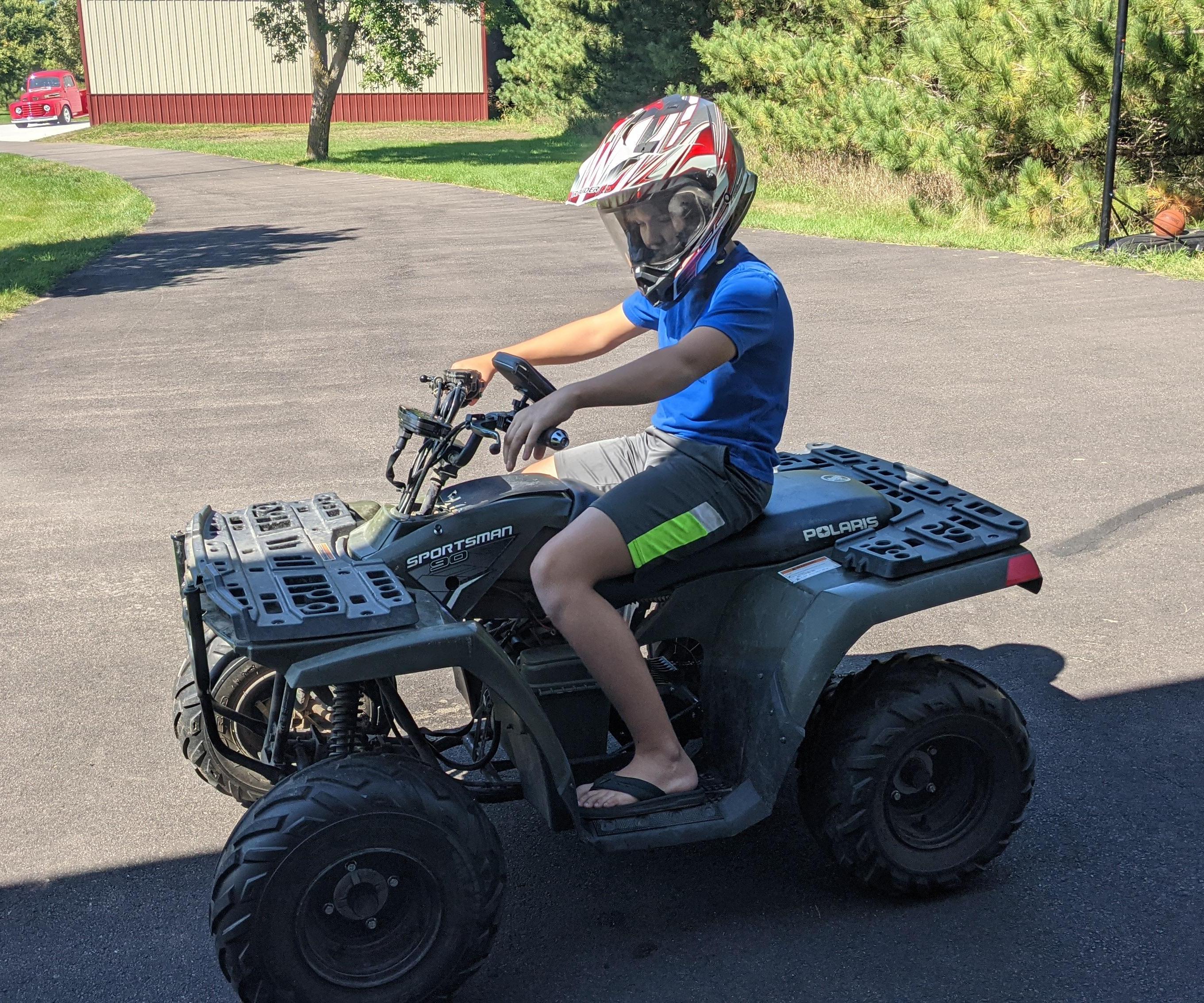Kids Polaris Sportsman 90 Quad ATV EV Electric Motor Swap Conversion Using a QS138 70H V3 Gearbox - VOTOL EM-150-2 - DKD Display - Z6 Throttle Kit