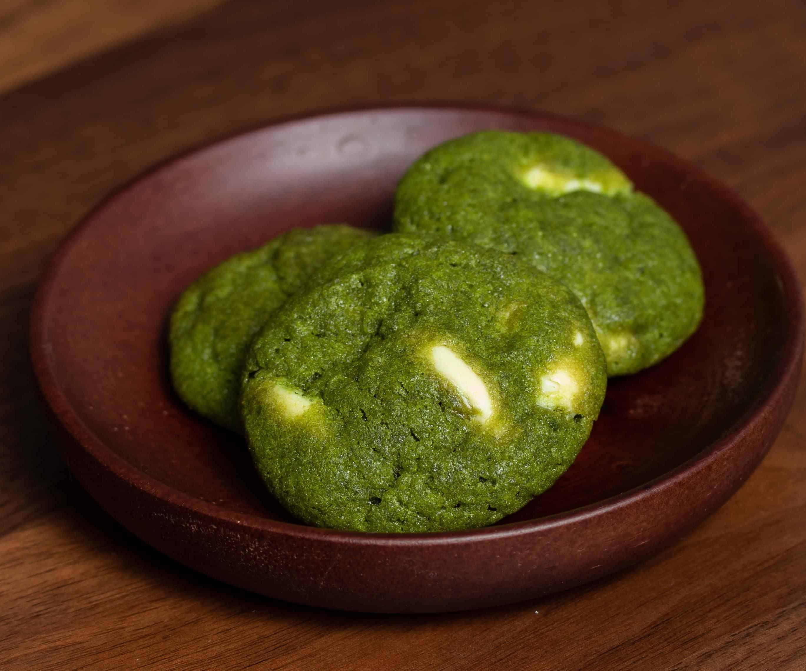 Easy matcha green tea cookies with white chocolate chips
