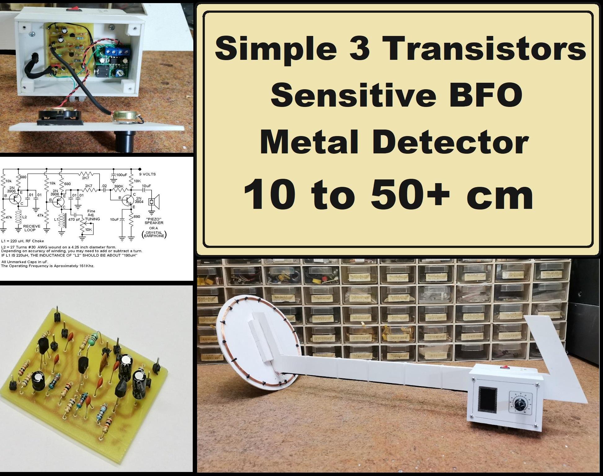 Simple Sensitive 3 Transistors BFO Metal Detector