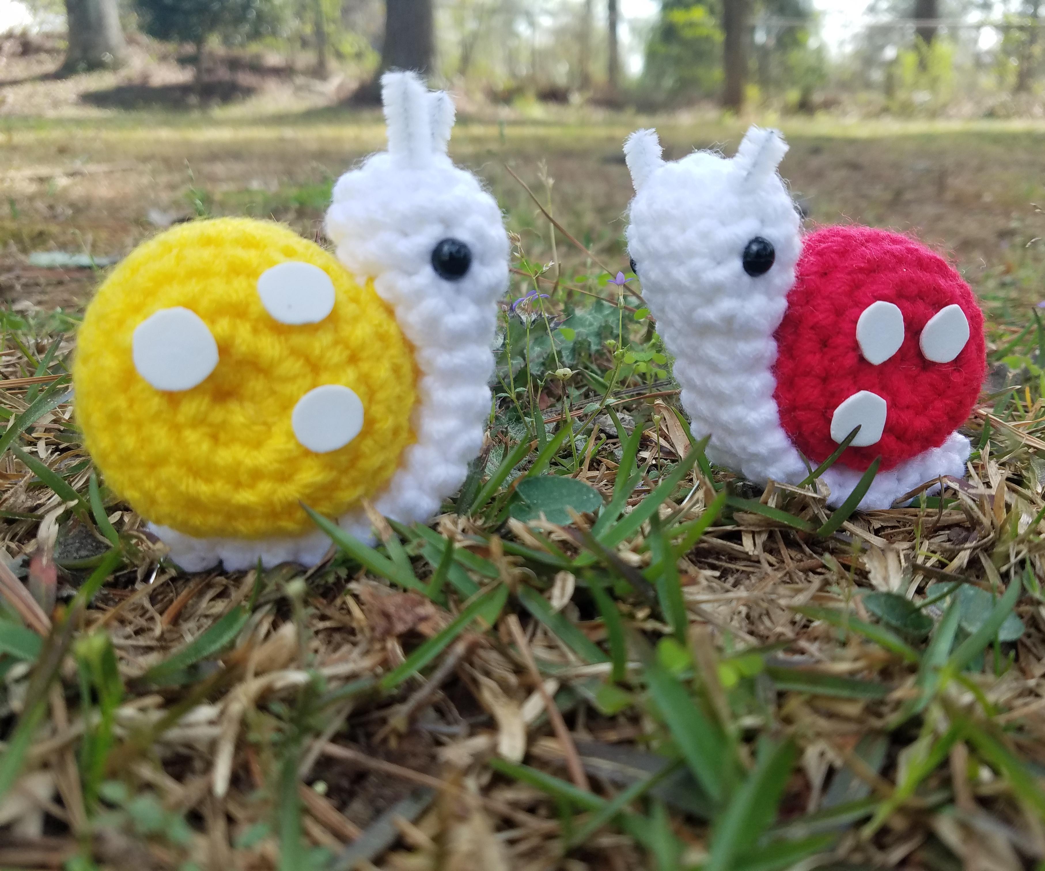 Crochet Lemon and Strawberry Snails