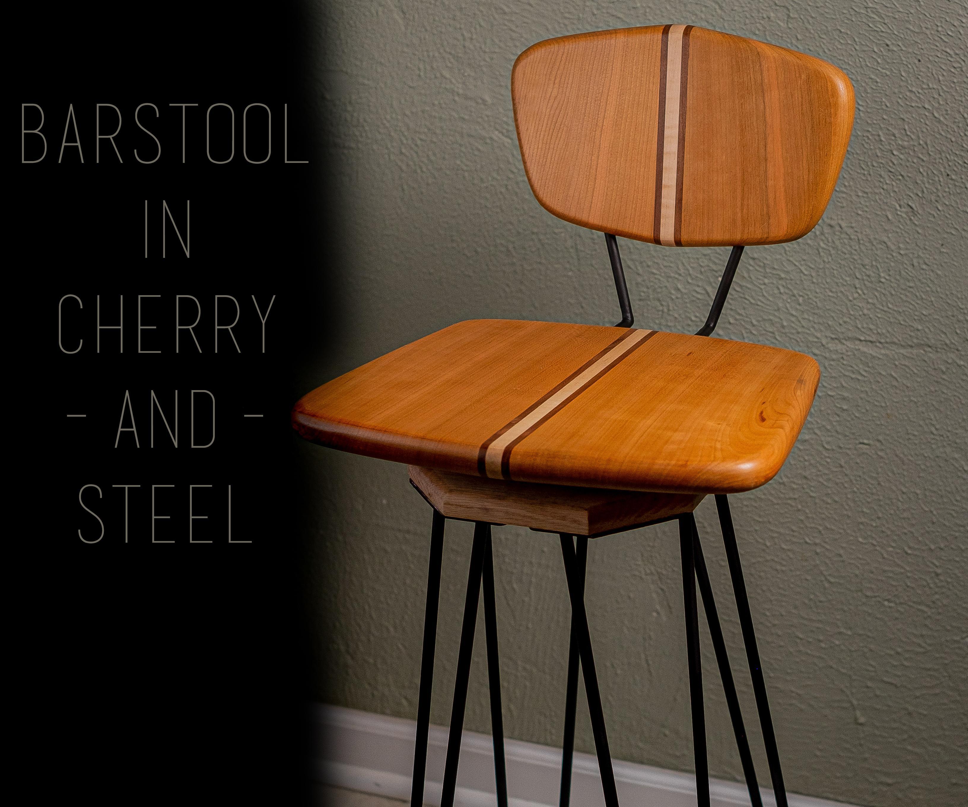 Barstool in Cherry and Steel