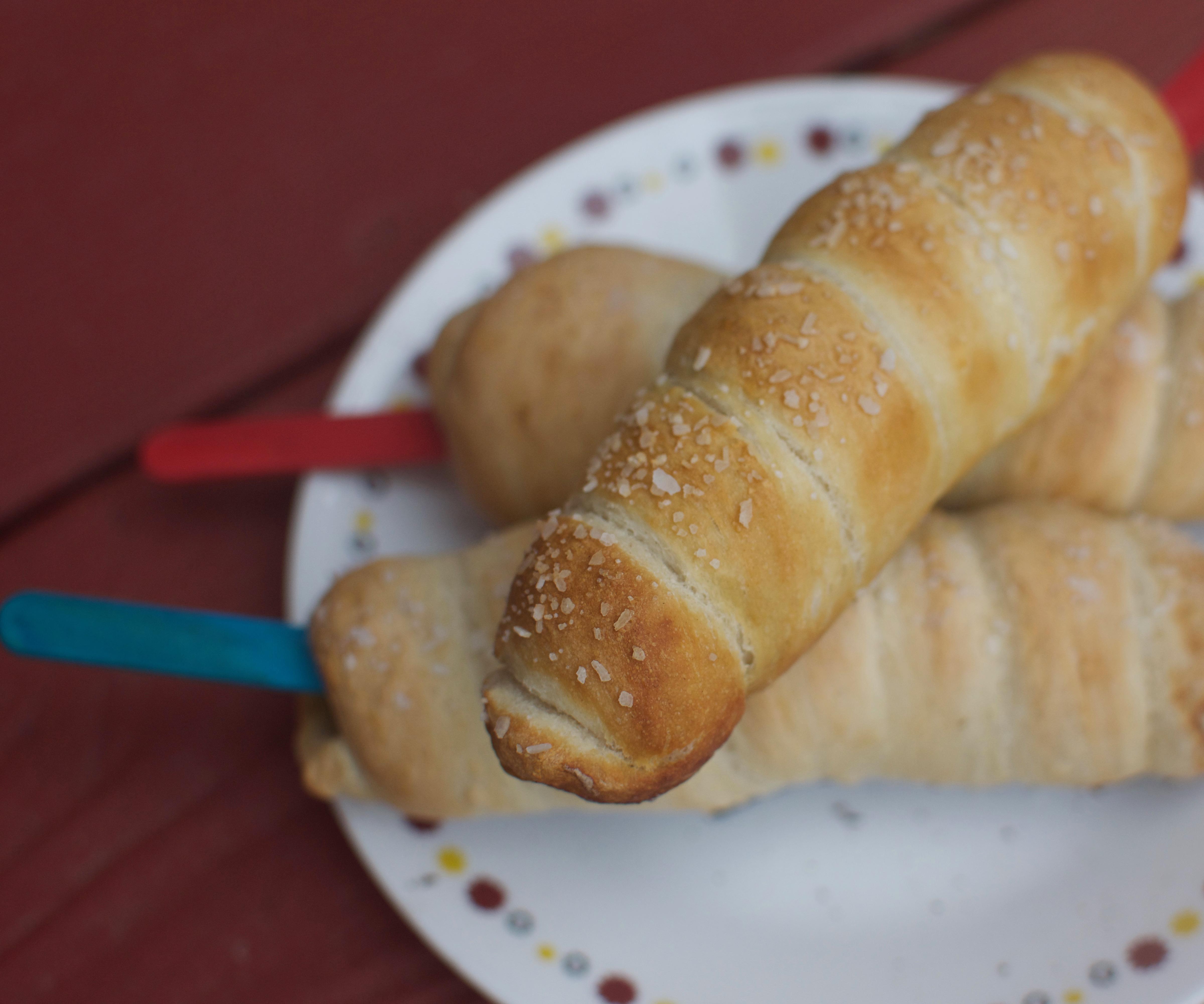 Pretzel Dogs on a Stick