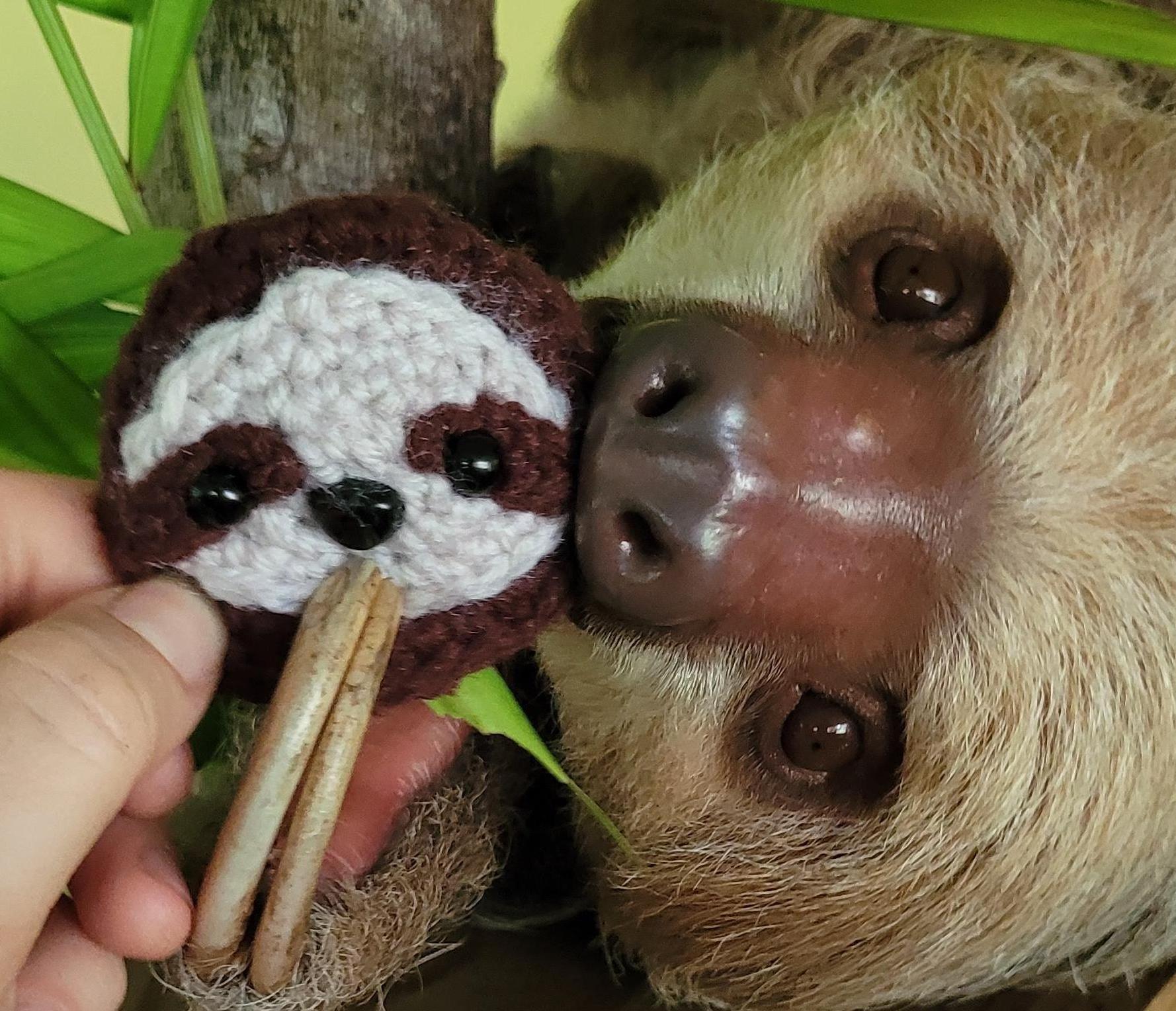 Crochet a Sloth Pin to Bust Your Stash