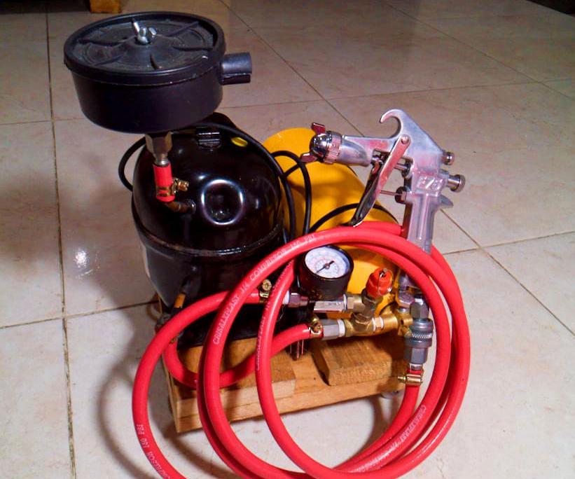 Tiny & Powerful Air Compressor Made With a Fridge & Extinguisher Tank