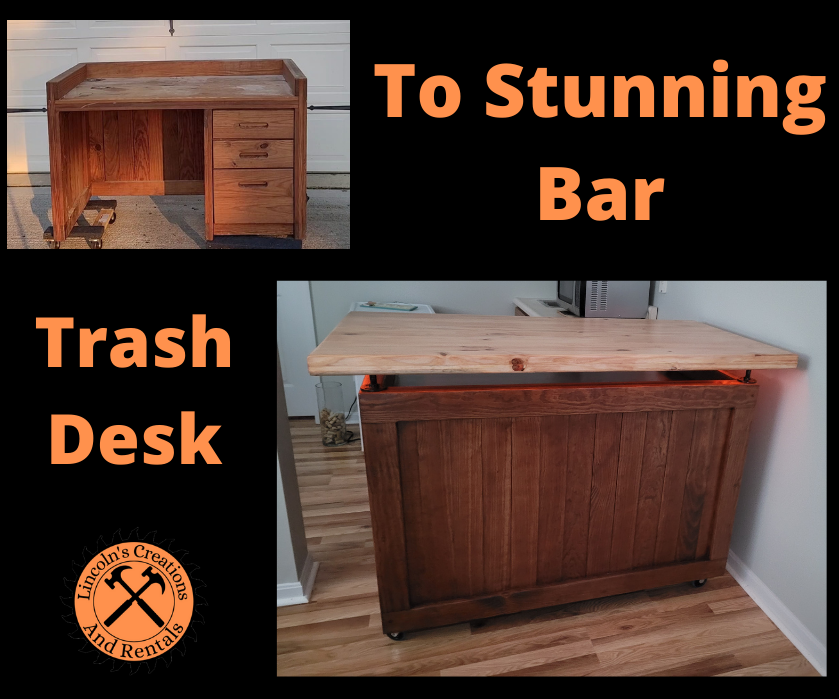 Garbage Picked Desk to Gorgeous Portable Bar