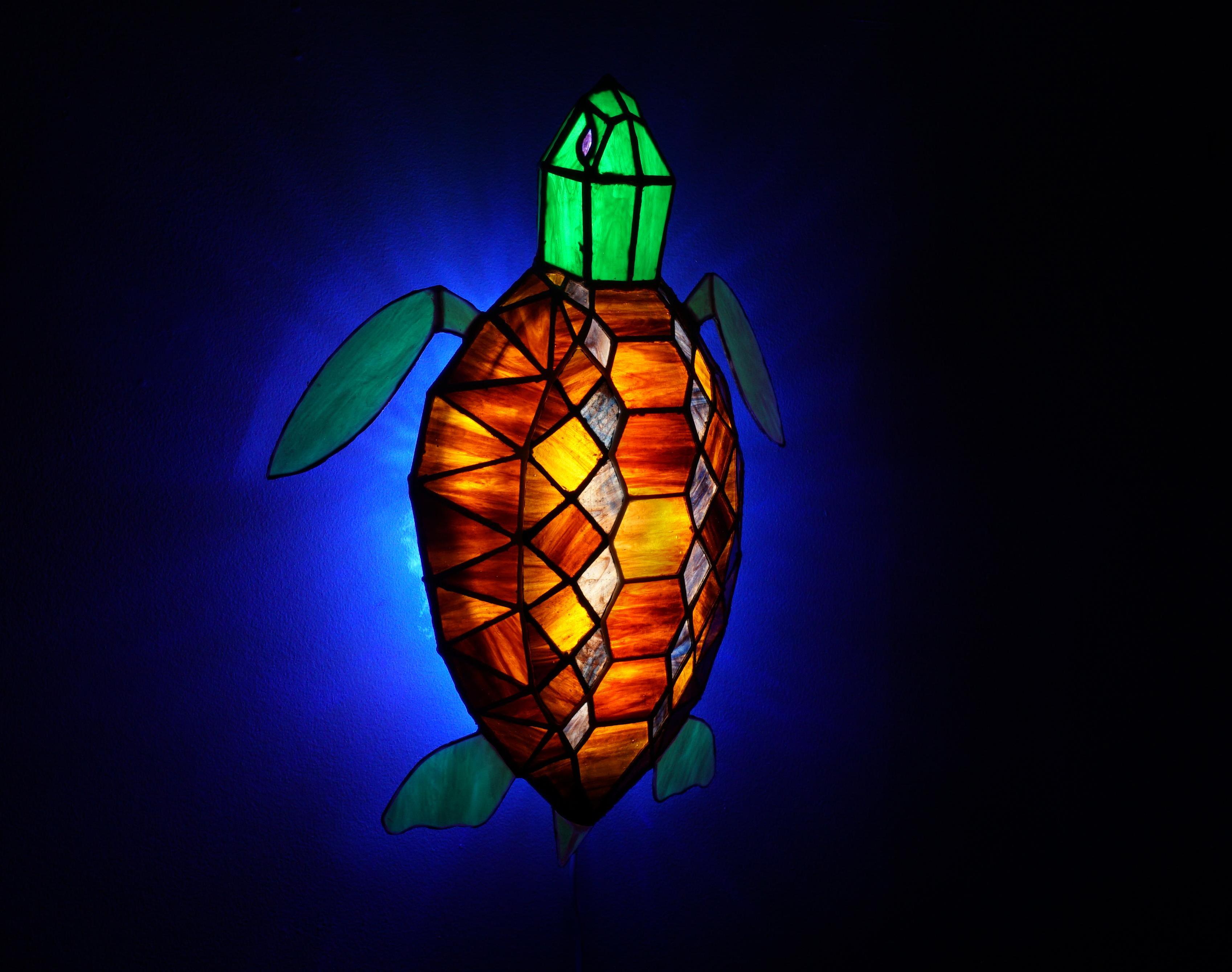 Stained Glass Sea Turtle Lamp