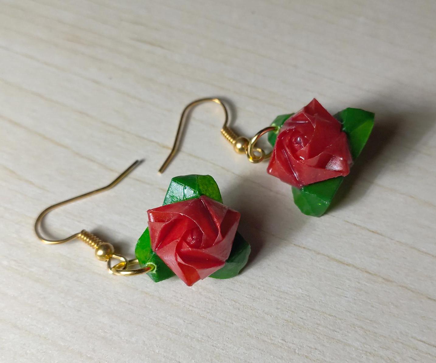 Mini Origami Rose Earrings