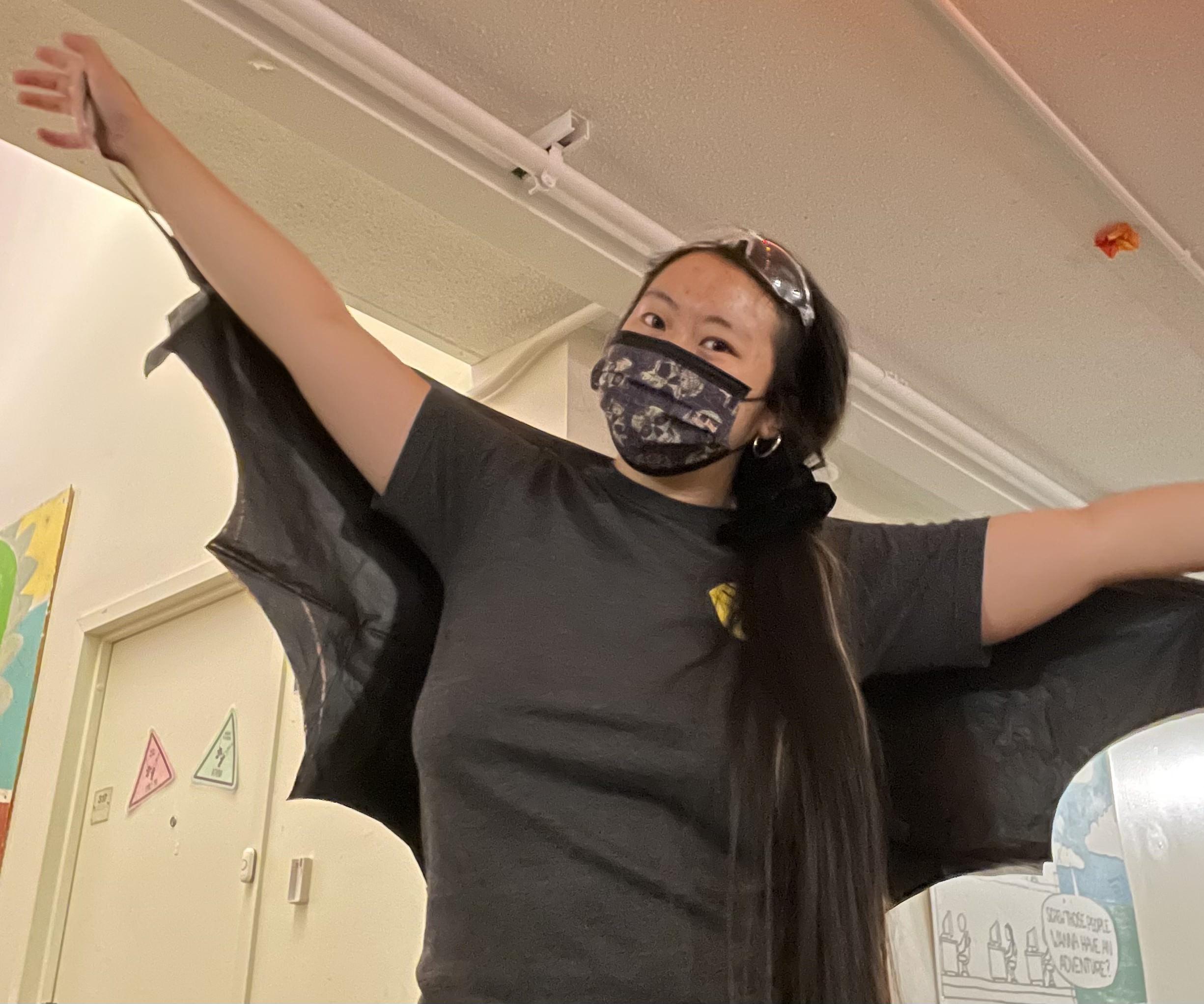 Bat Wing Cape From Trash Bags - Last Minute Halloween Costume