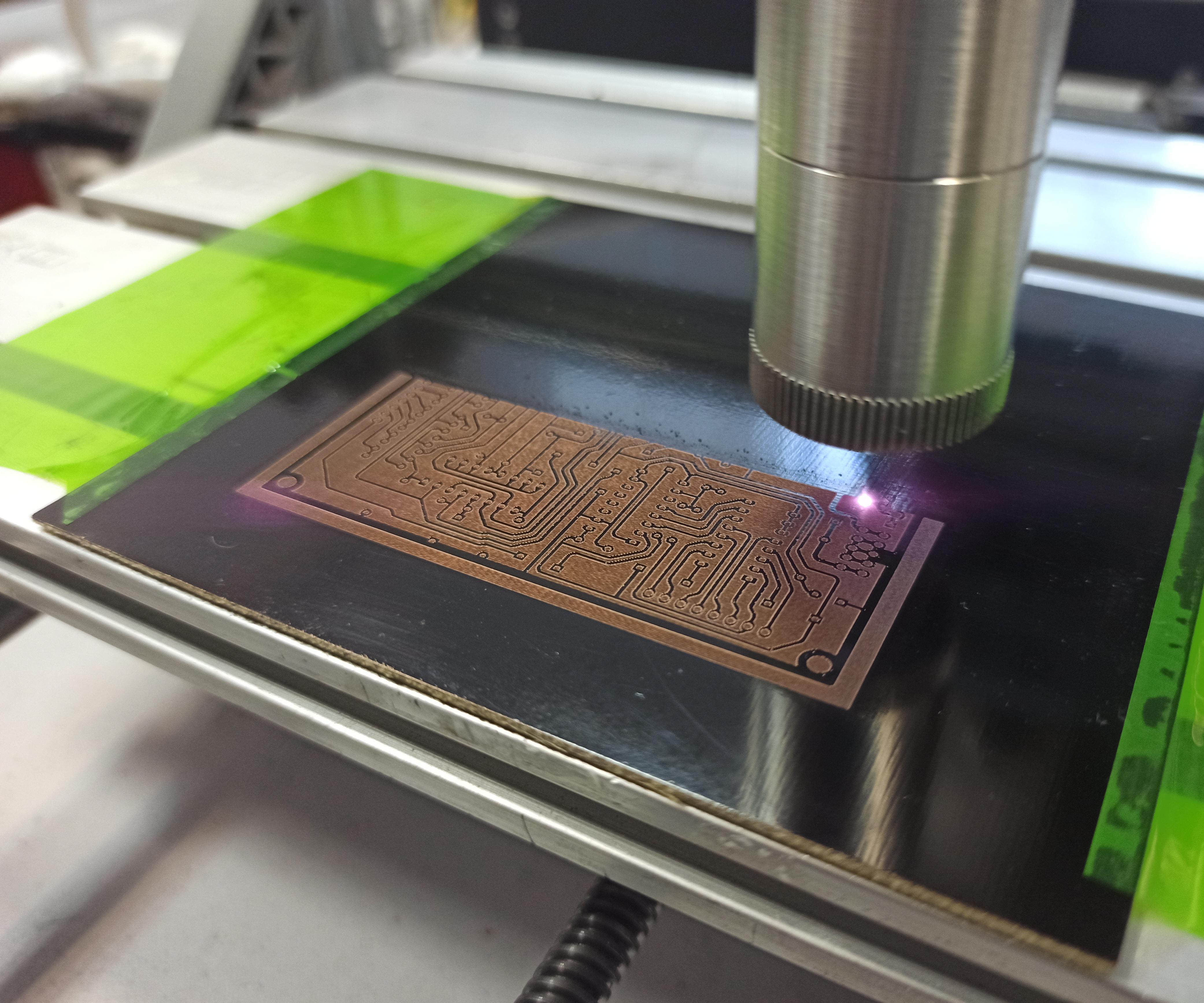 Experiment on Engraving Conductive Tracks on a Copper Foil Coated Textolite Plate With a Diode Laser (Endurance 10 Watt DPSS Laser Nd: YAG, 1064 Nm, F = 20mm).