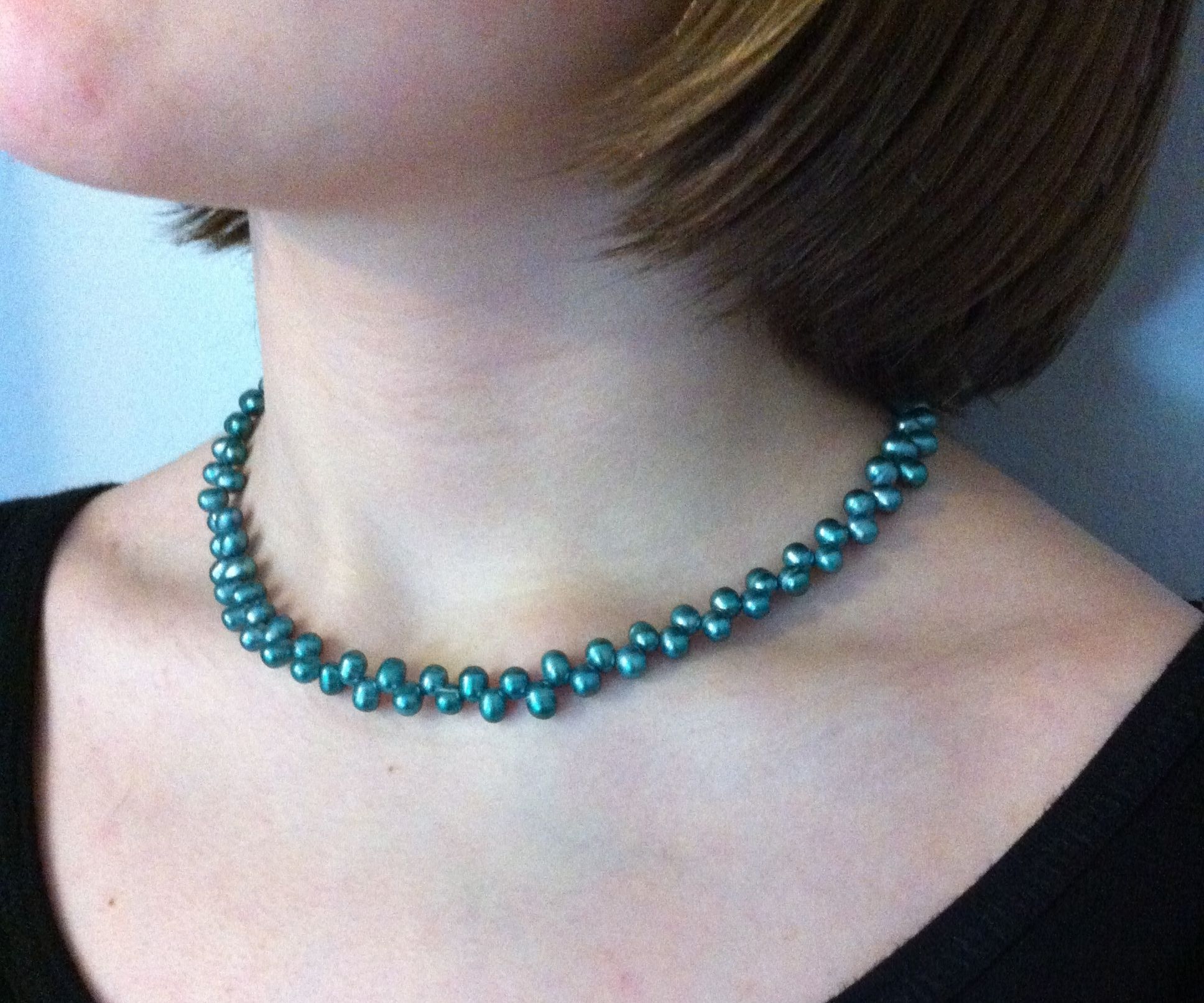 Blue Grotto Necklace Using Crimp Beads