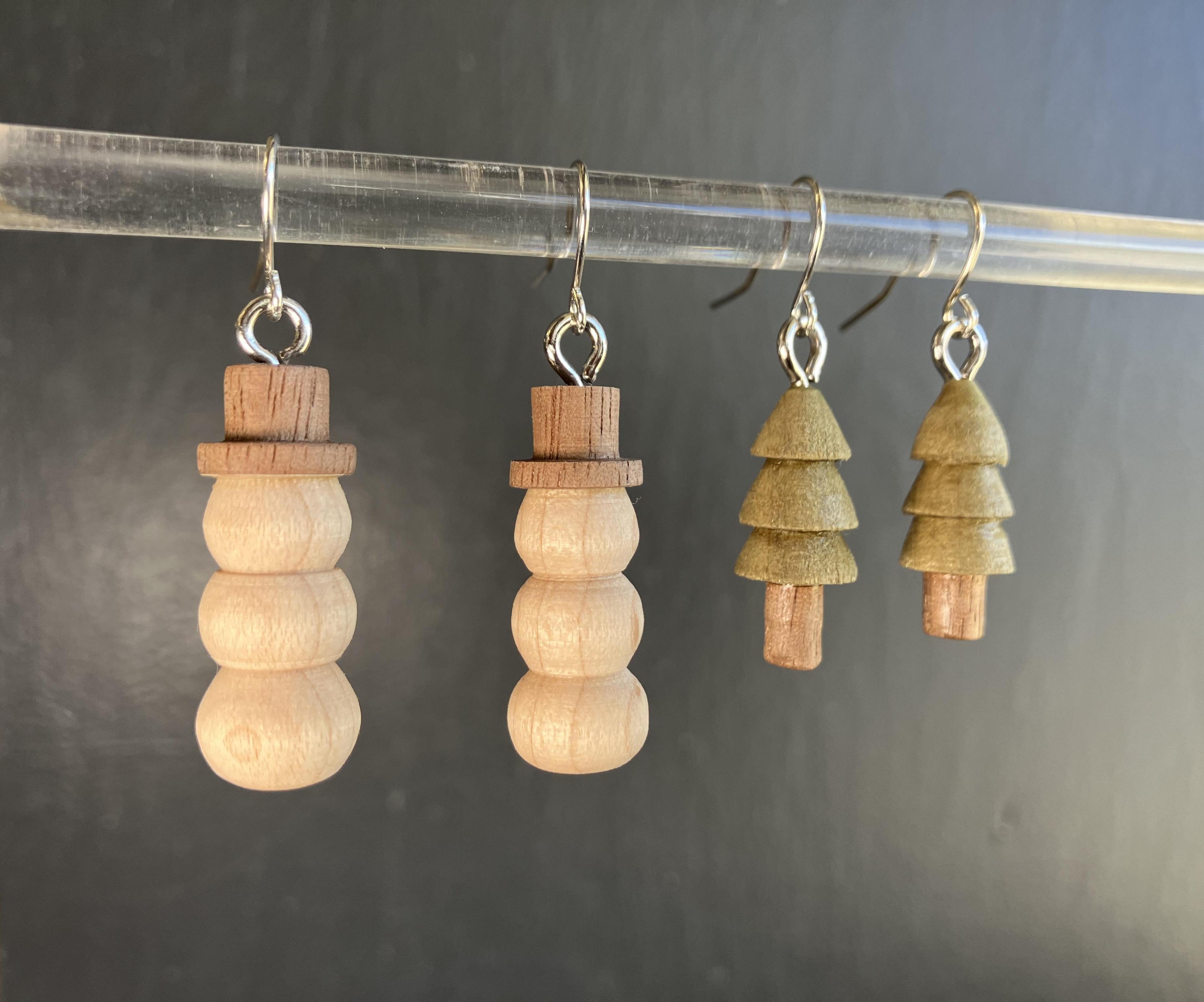 Mini Tree and Snowman Earrings