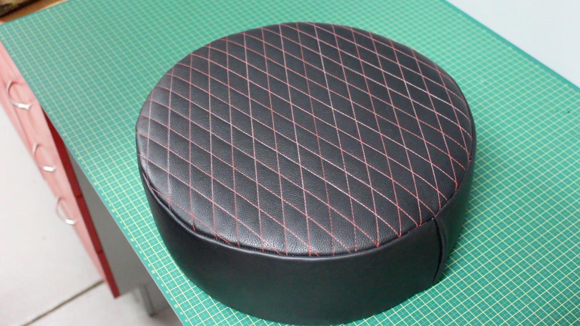 Leather Bar Stool Seat Cover With Diamond Stitching Pattern