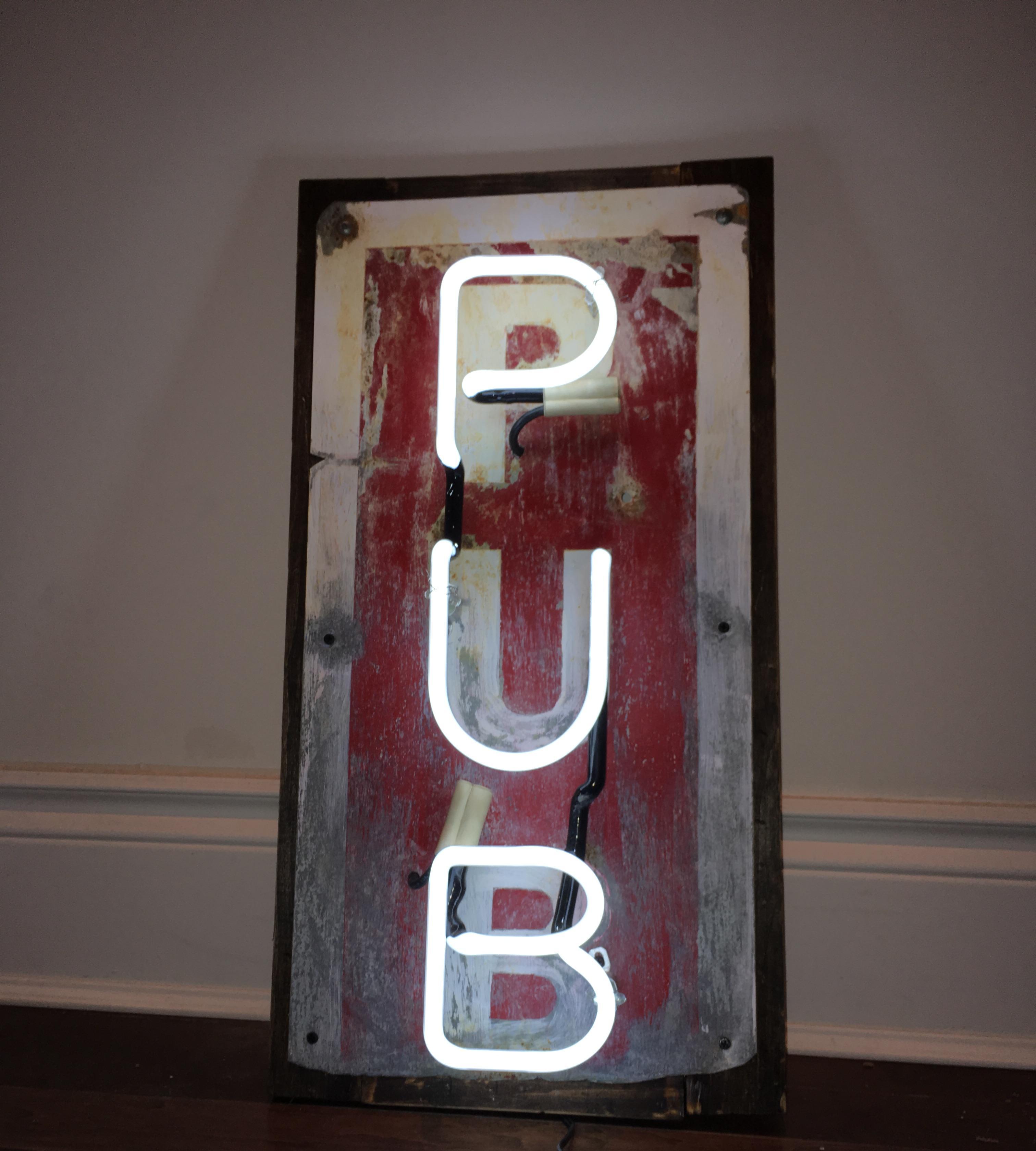 Faux Aged Neon Pub Sign