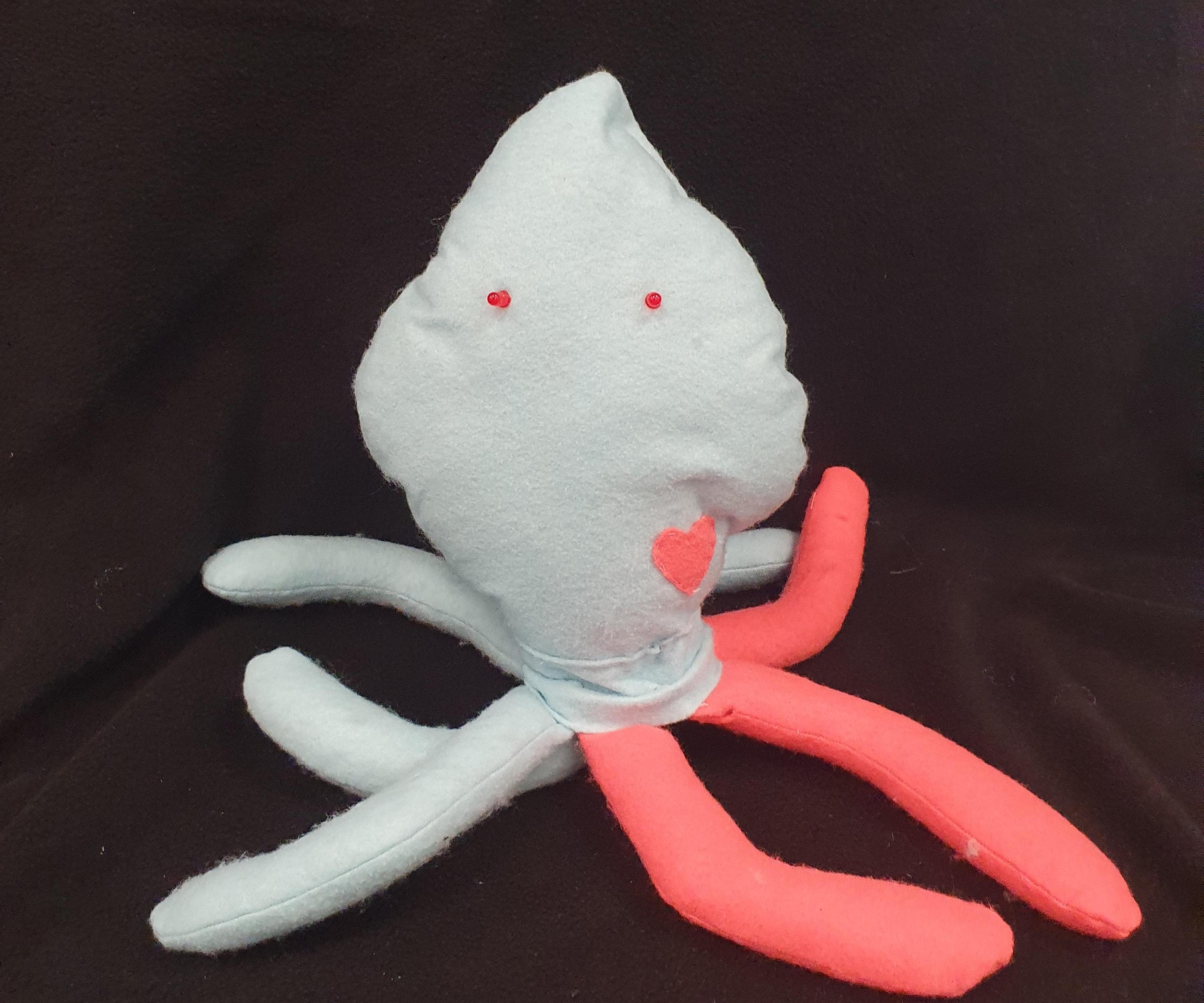 The Catalyst of Chaos Felt Squid Toy With Ominous Led Lights Eyes and a Simple Circuit