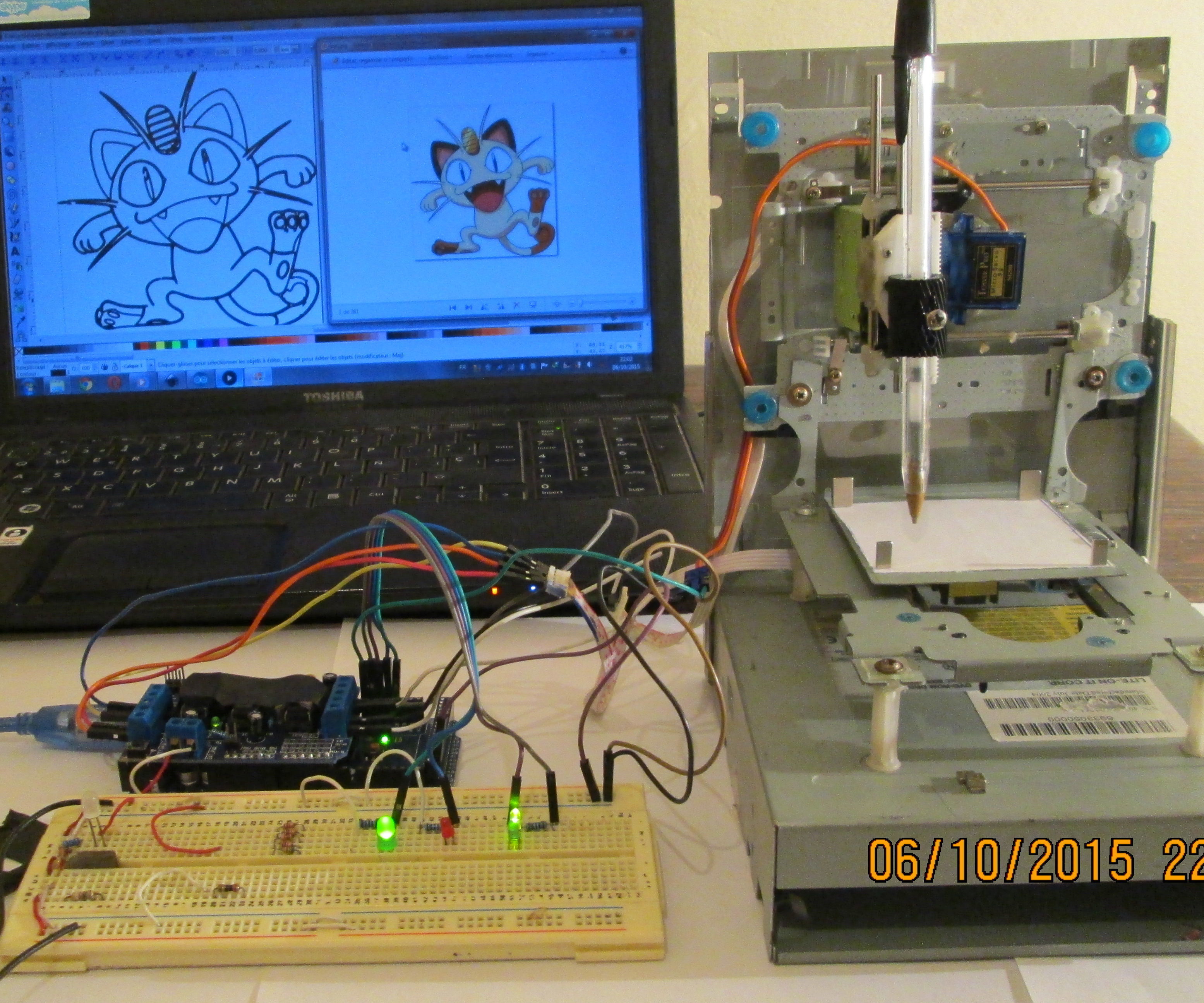 Mini CNC Machine Arduino Based & Adafruit Driver Motor L293D V1 & 2*Mini Stepper CD/DVD Player #1 