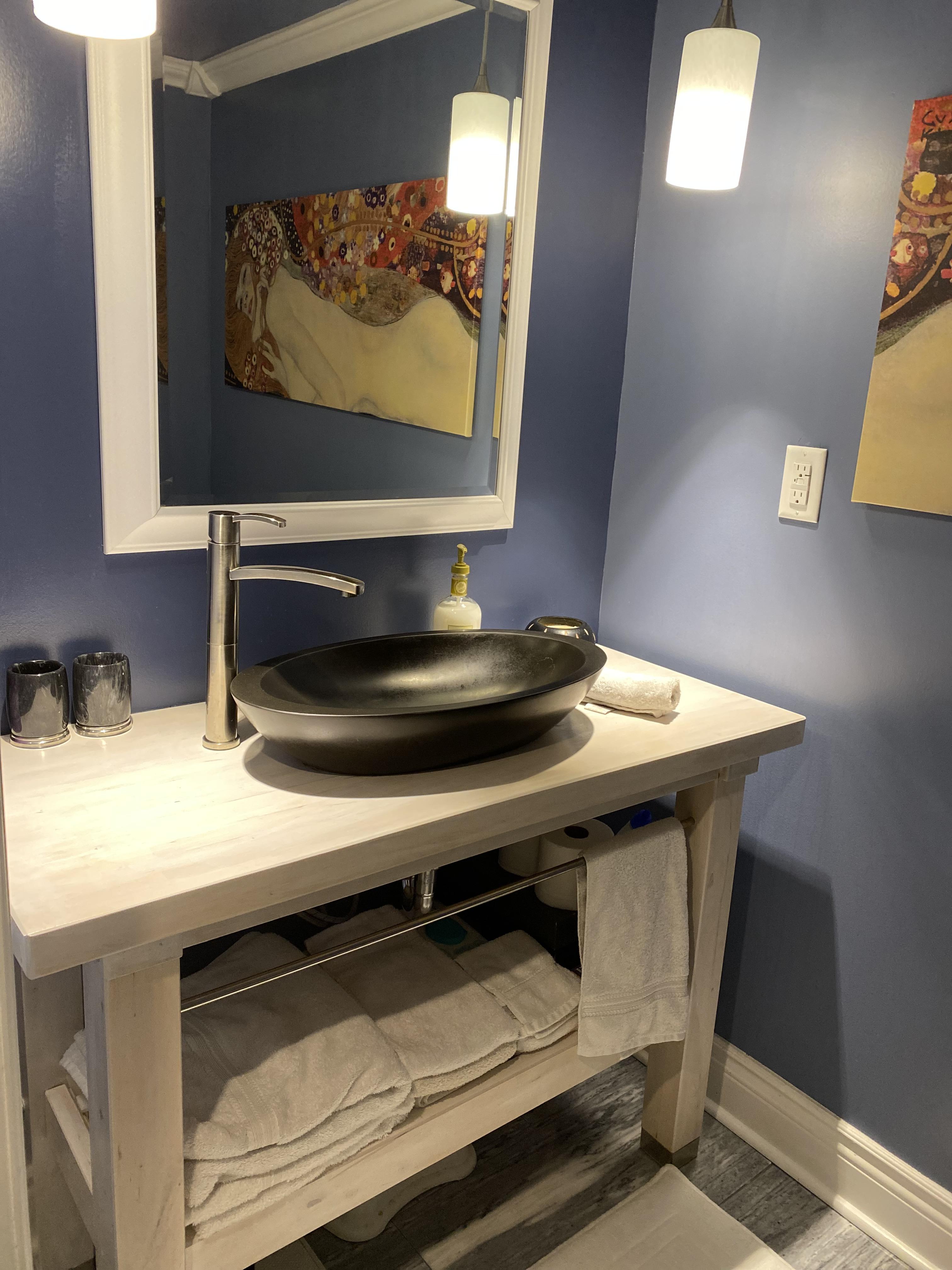 Bathroom Vanity Made From Upcycled IKEA Groland Kitchen Island