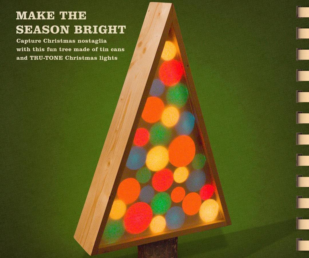Retro, Illuminated Tin Can Christmas Tree