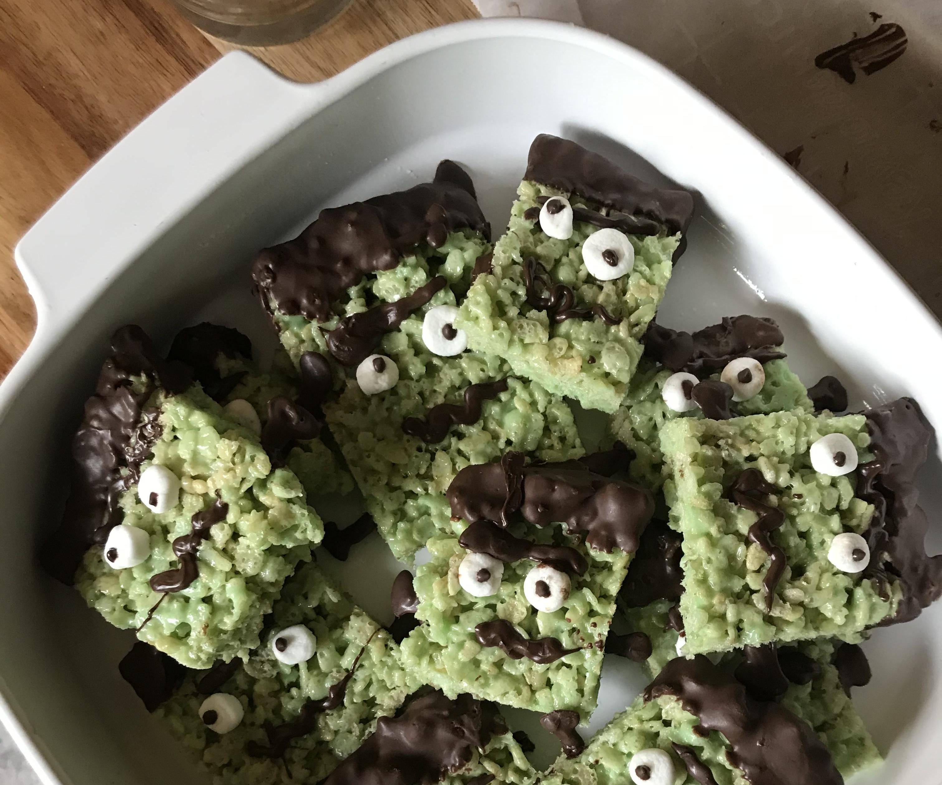 Spooky Frankenstein Rice Crispy Treats