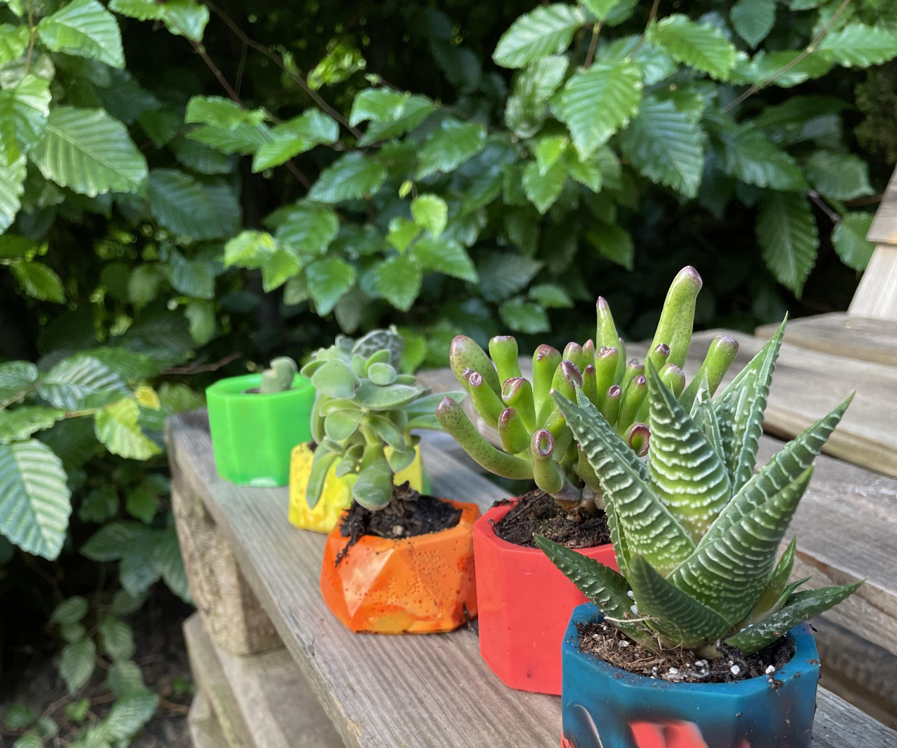 Colorful Plant Pots Made From Recycled Plastic