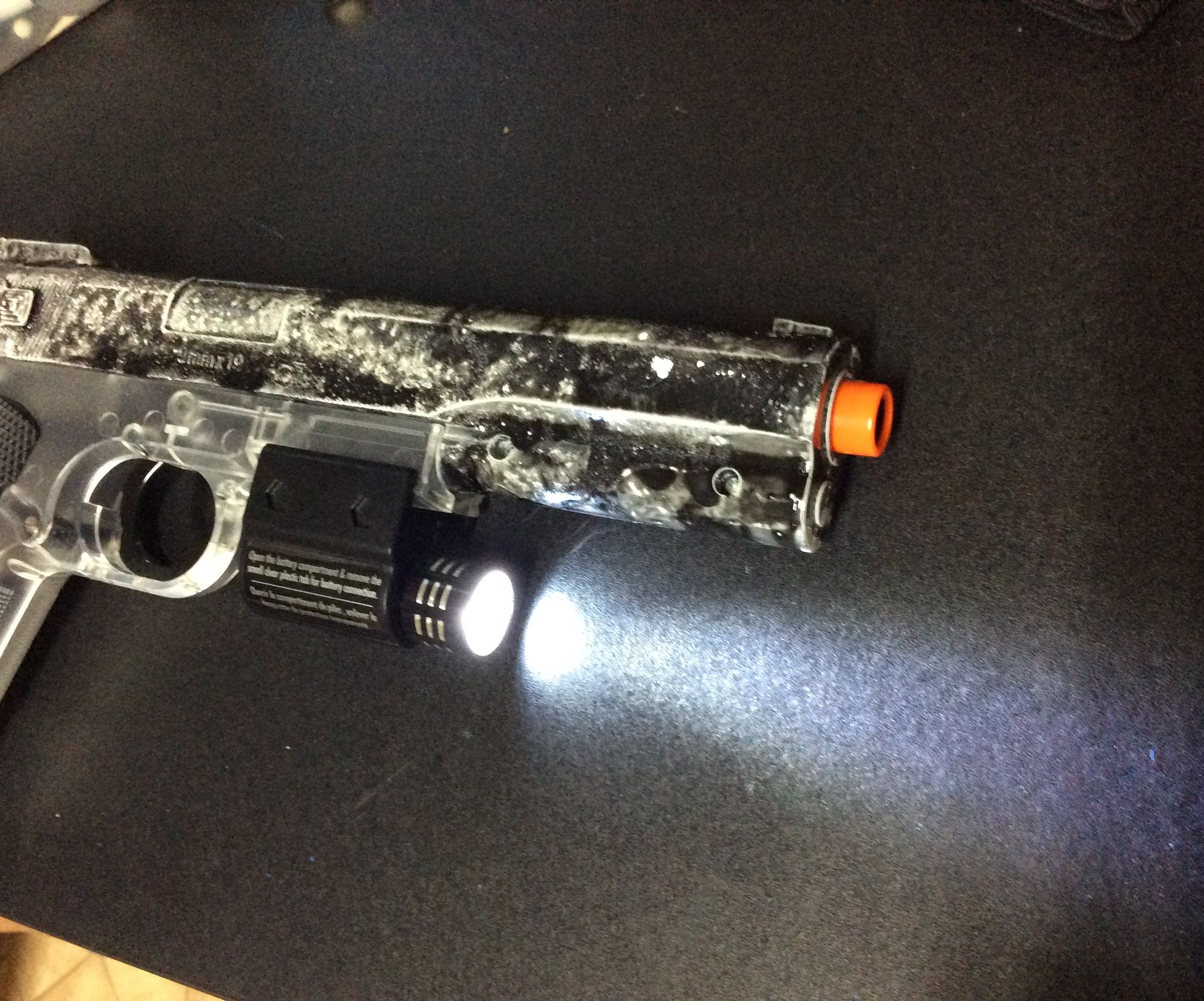 Airsoft spring pistol flashlight mod