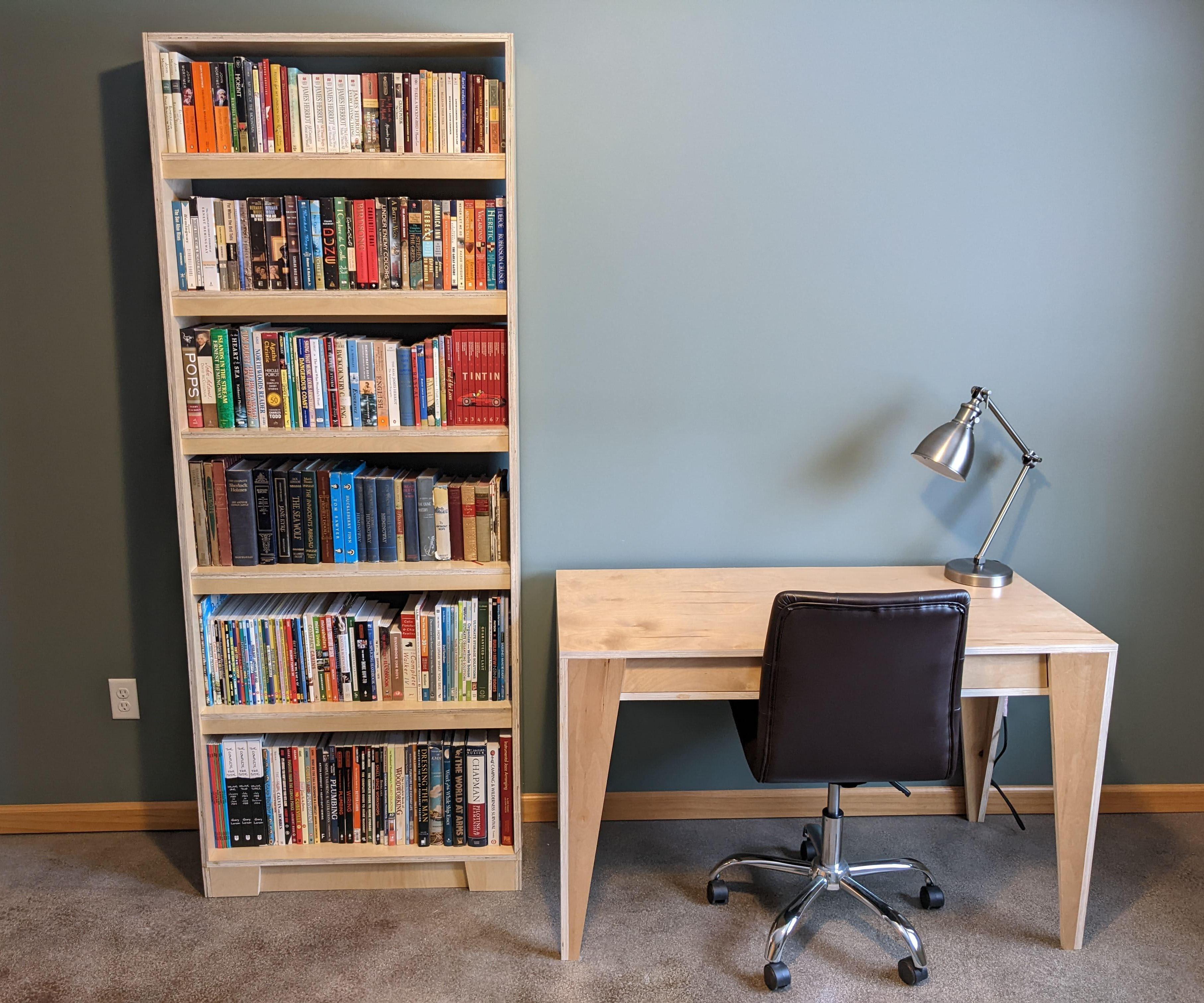 One-Sheet Plywood Angled Bookshelf (Midcentury Modern)