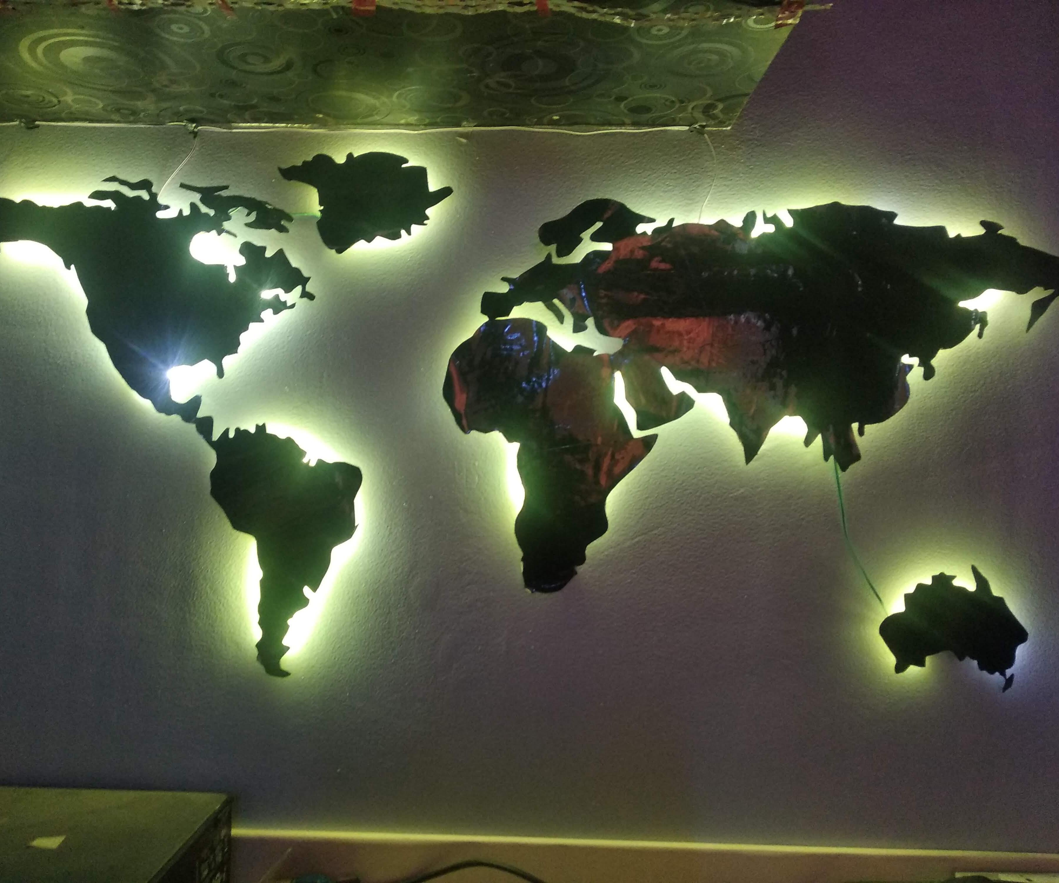 Cardboard World Map With Backlight