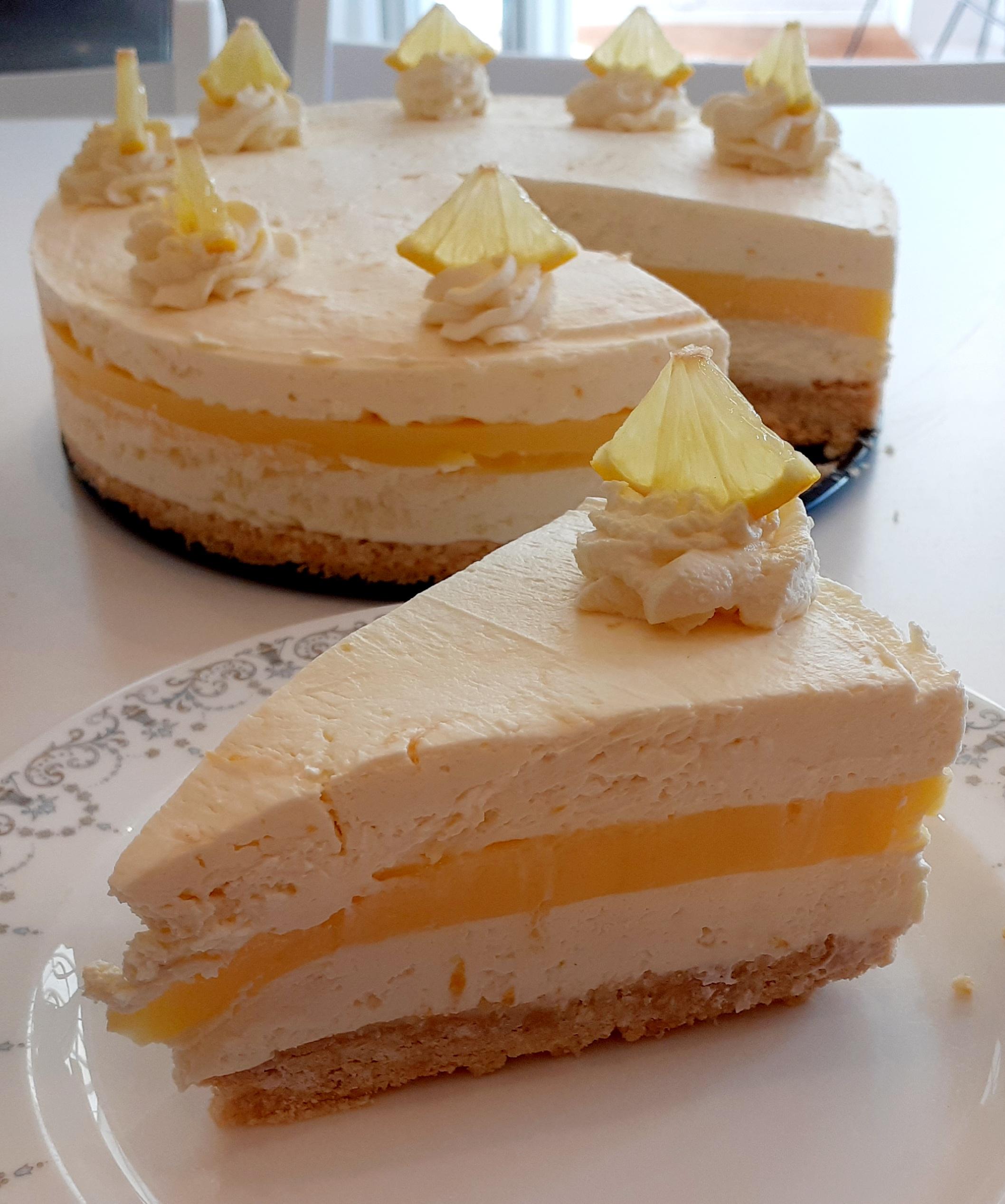 Triple Decker No Bake Lemon Cheesecake