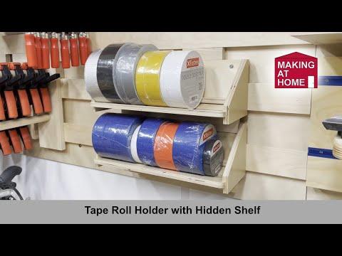 Tape Roll Holder With Hidden Shelf