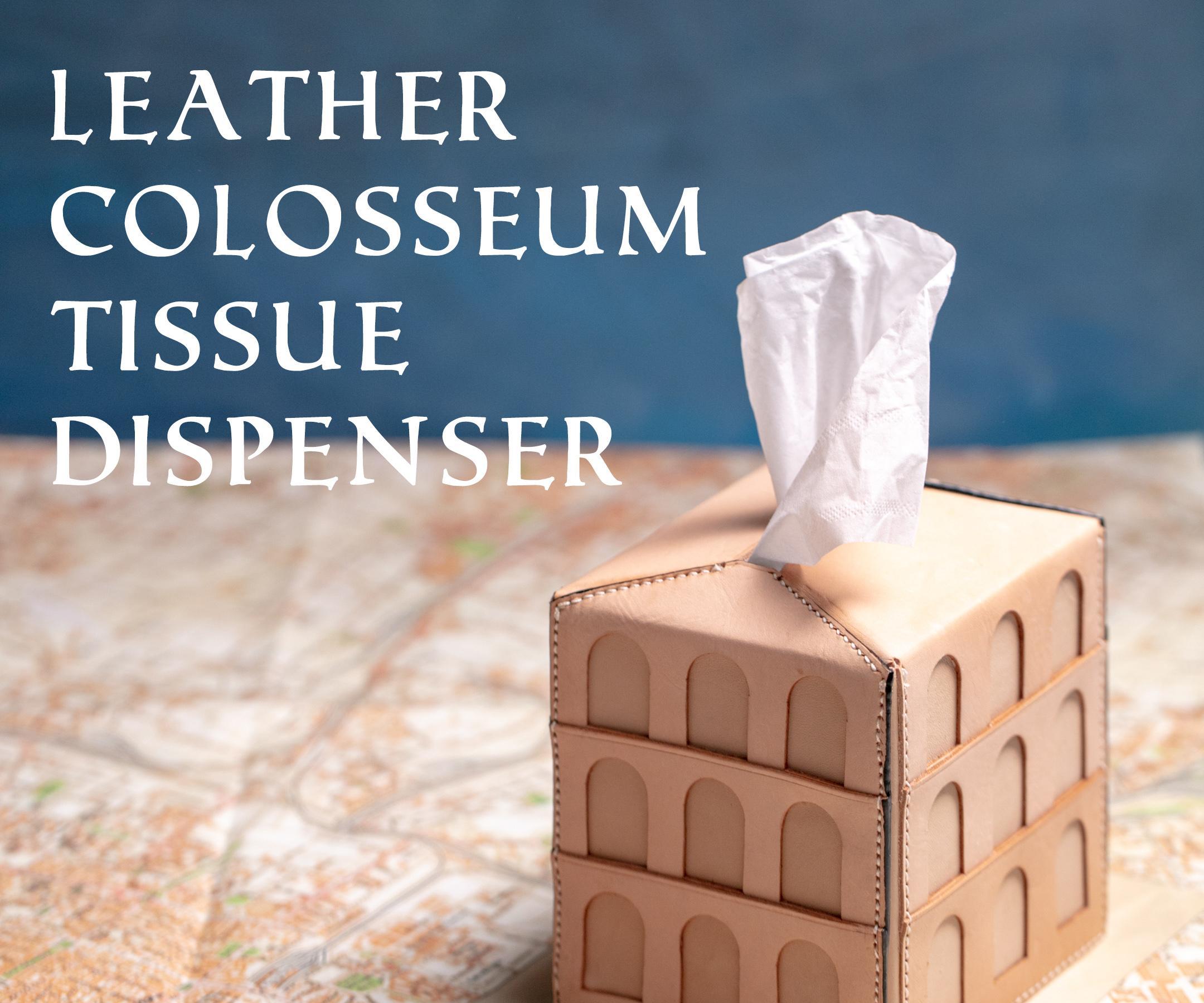 Architectural Leather Tissue Box
