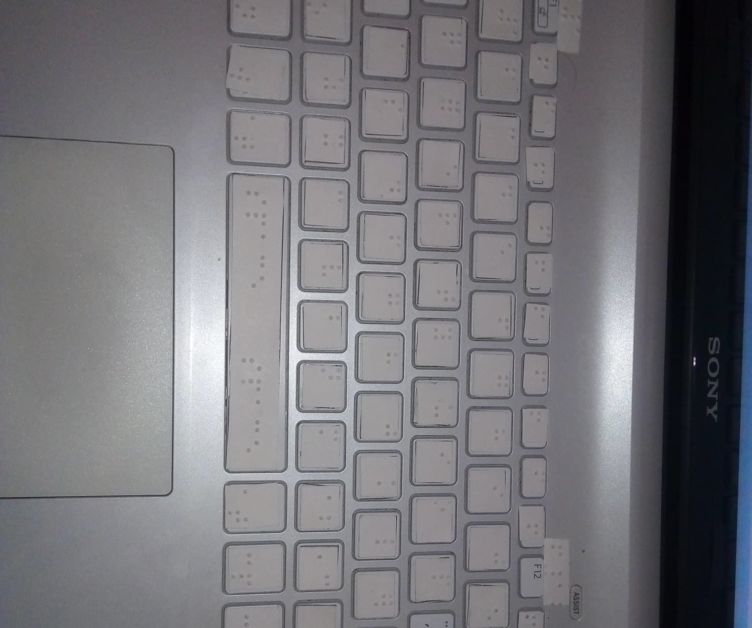 Braille Adapted Keyboard With Stickers for People With Different Visual Abilities