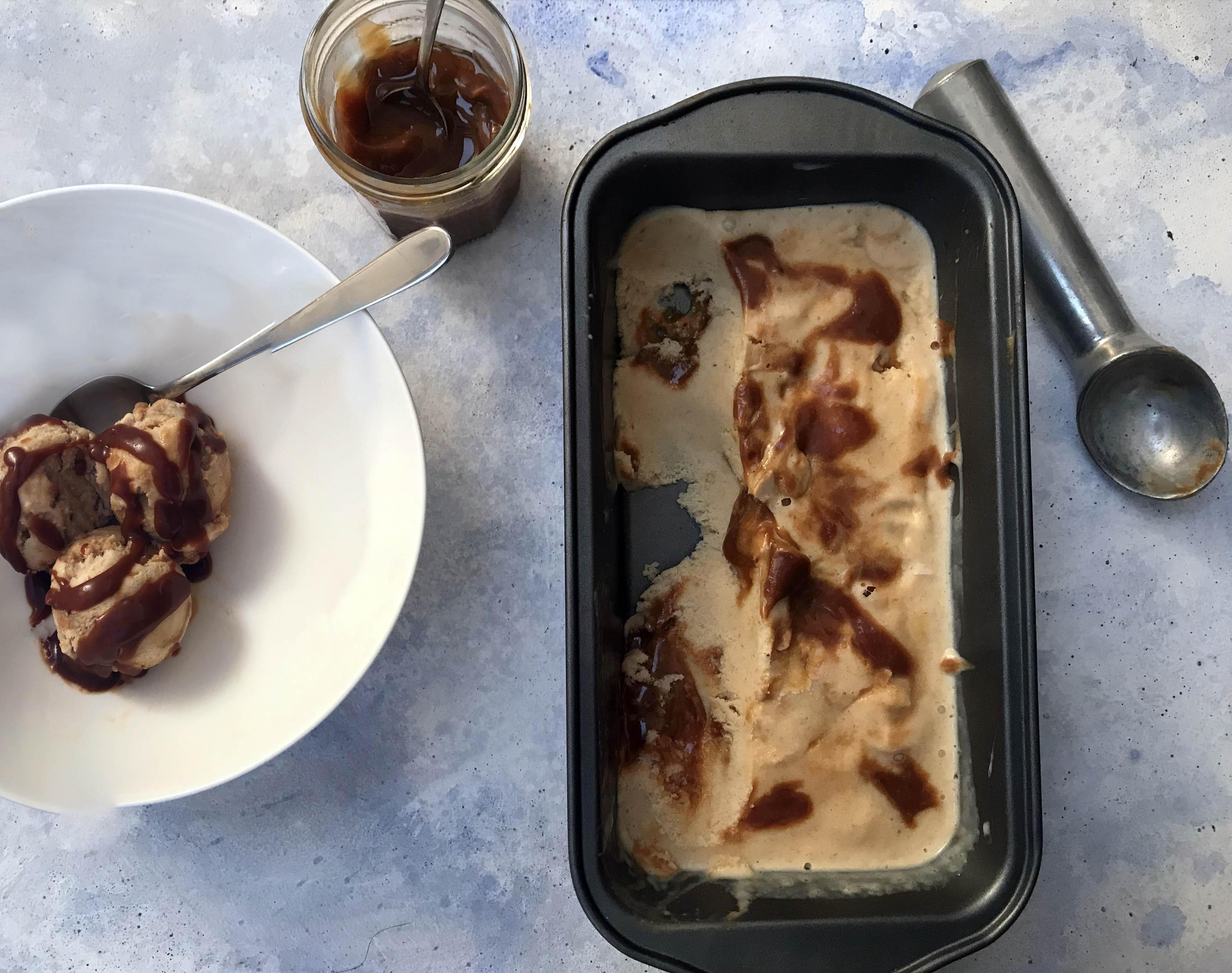 Roasted Banana Caramel Swirl Ice Cream