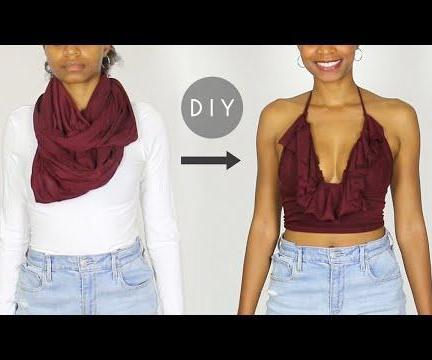 DIY Ruffle Halter Top From a Scarf (Easy Sewing)