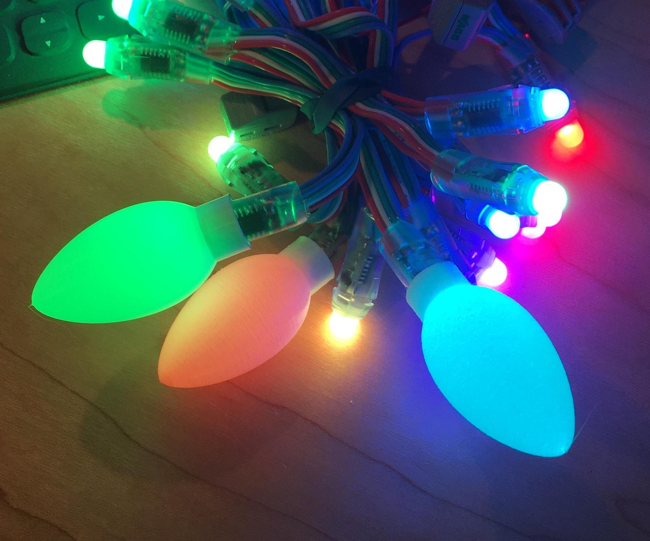 NeoPixel Clip-On C9 Diffusers for Christmas Lights