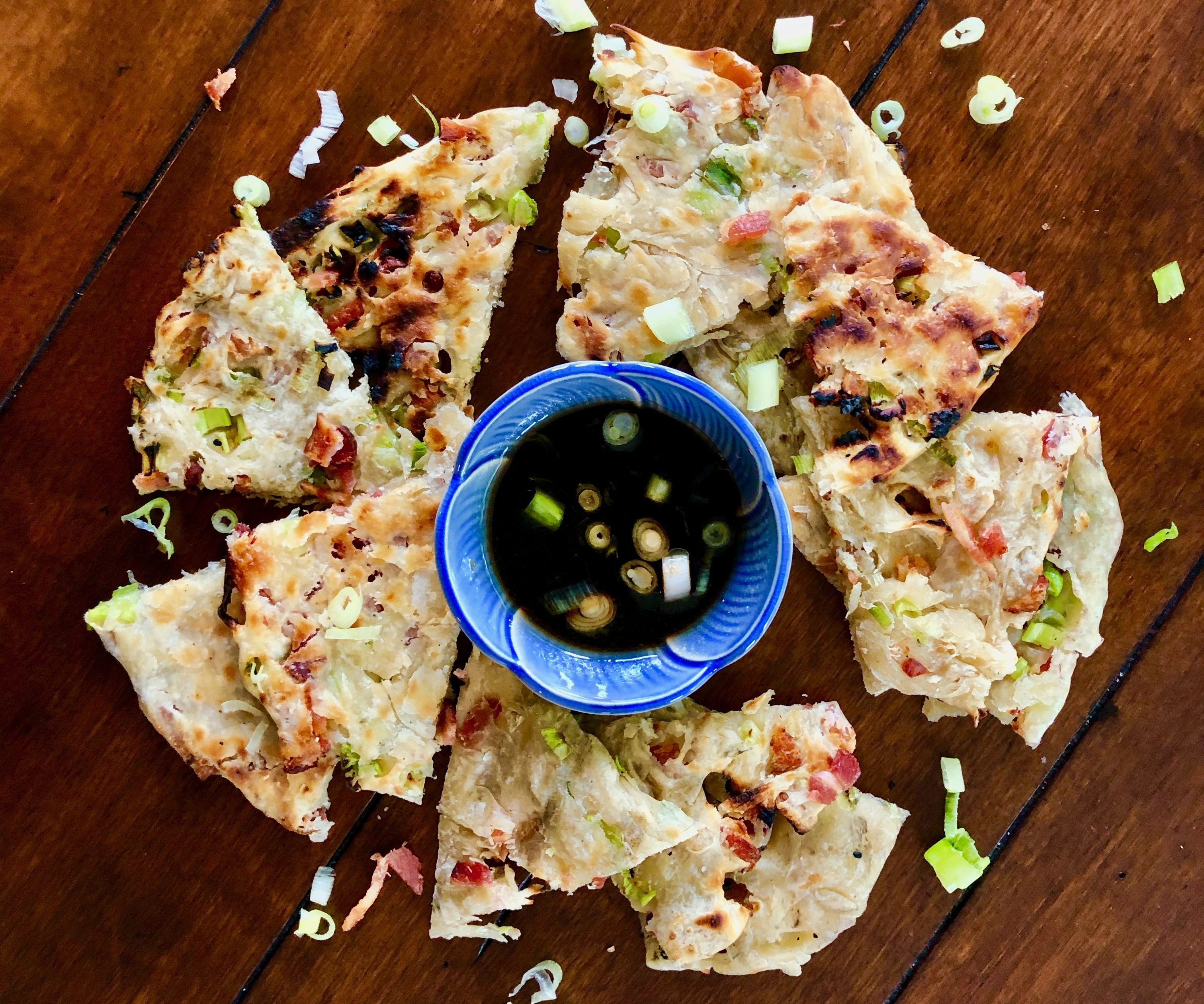 Grilled Bacon Scallion Pancakes