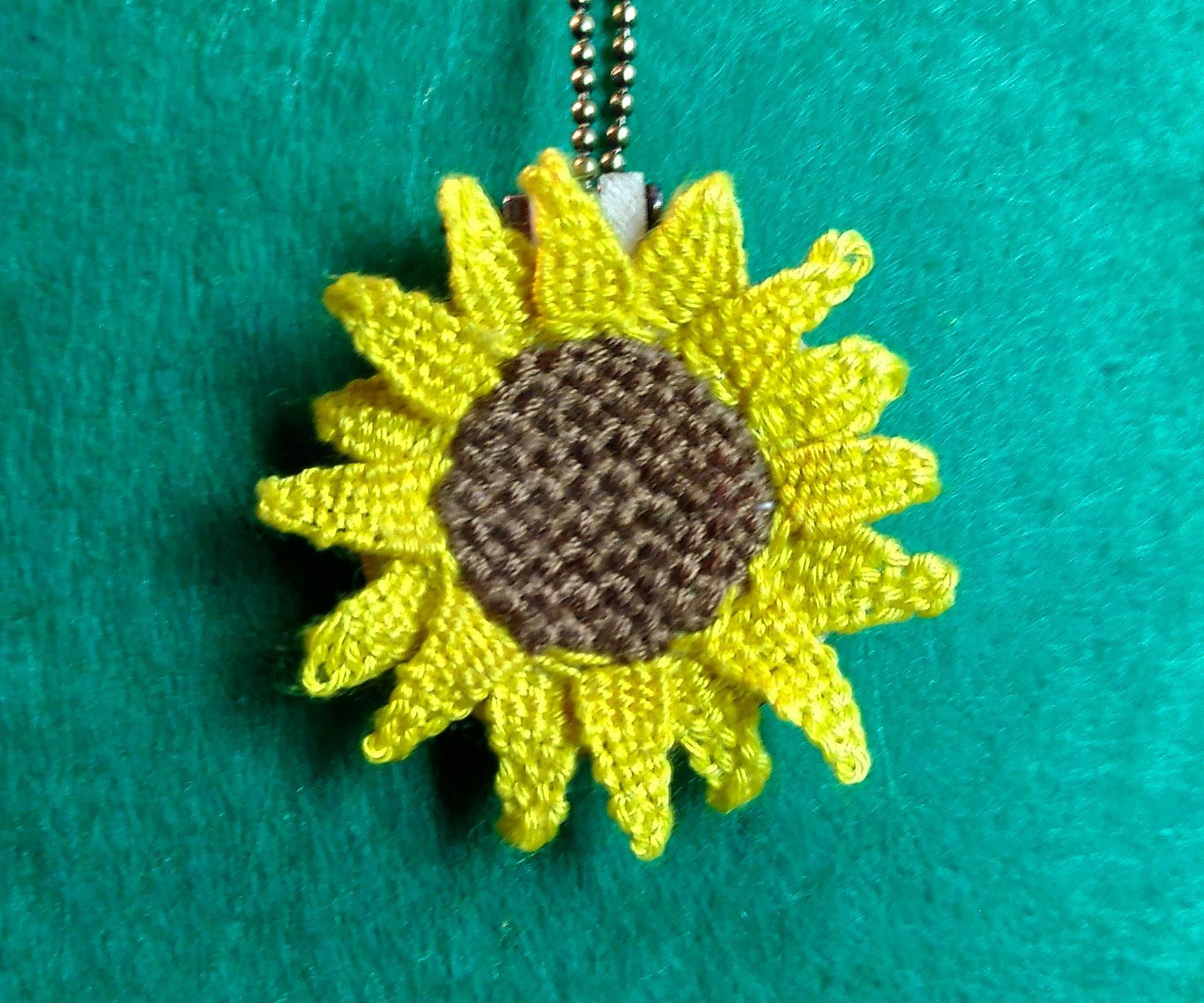 Woven Embroidery, Sunflower Necklace