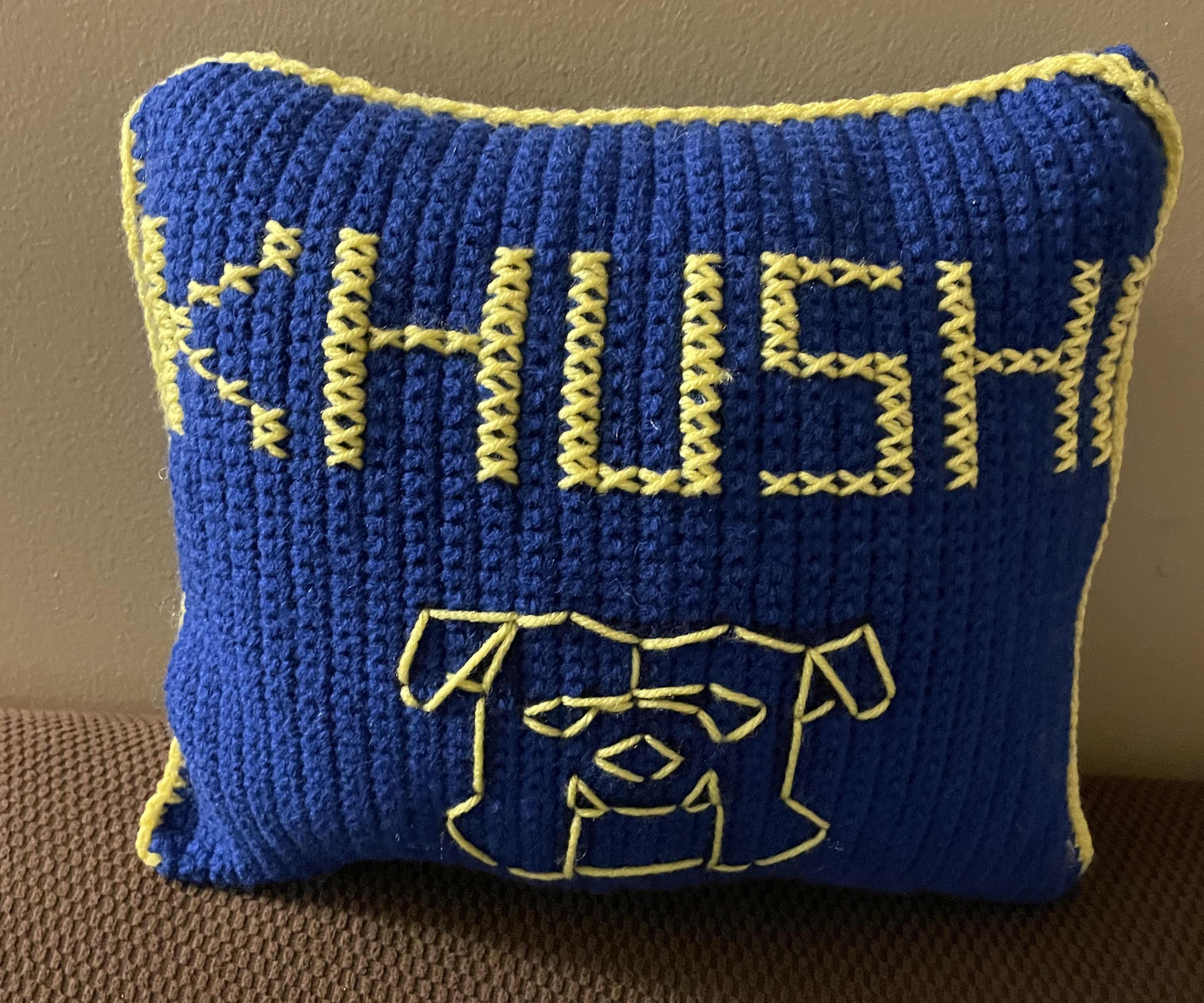 Crochet Pillow With Cross Stitched Name