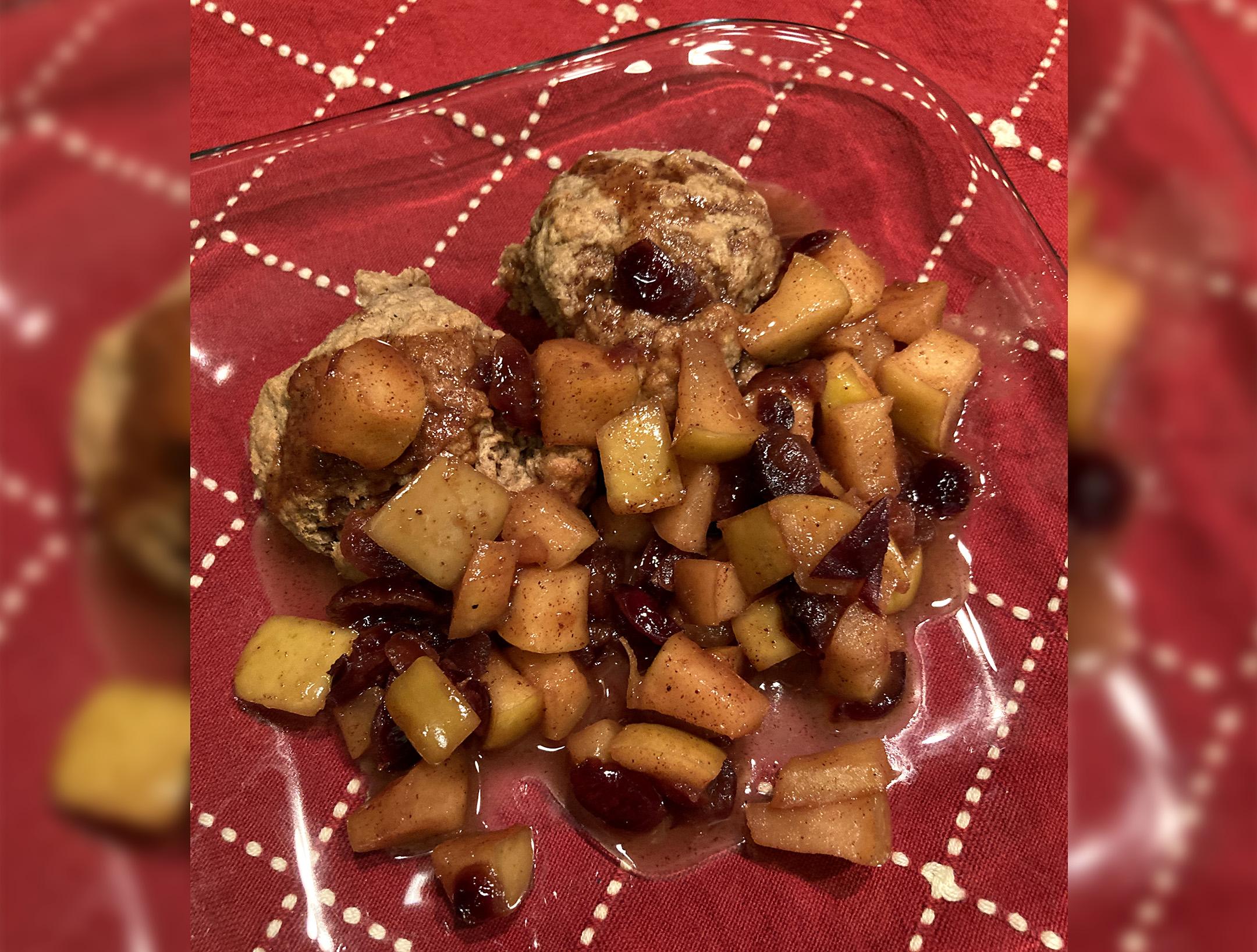 Spiced Mocha Biscuits With Apple Cranberry Compote