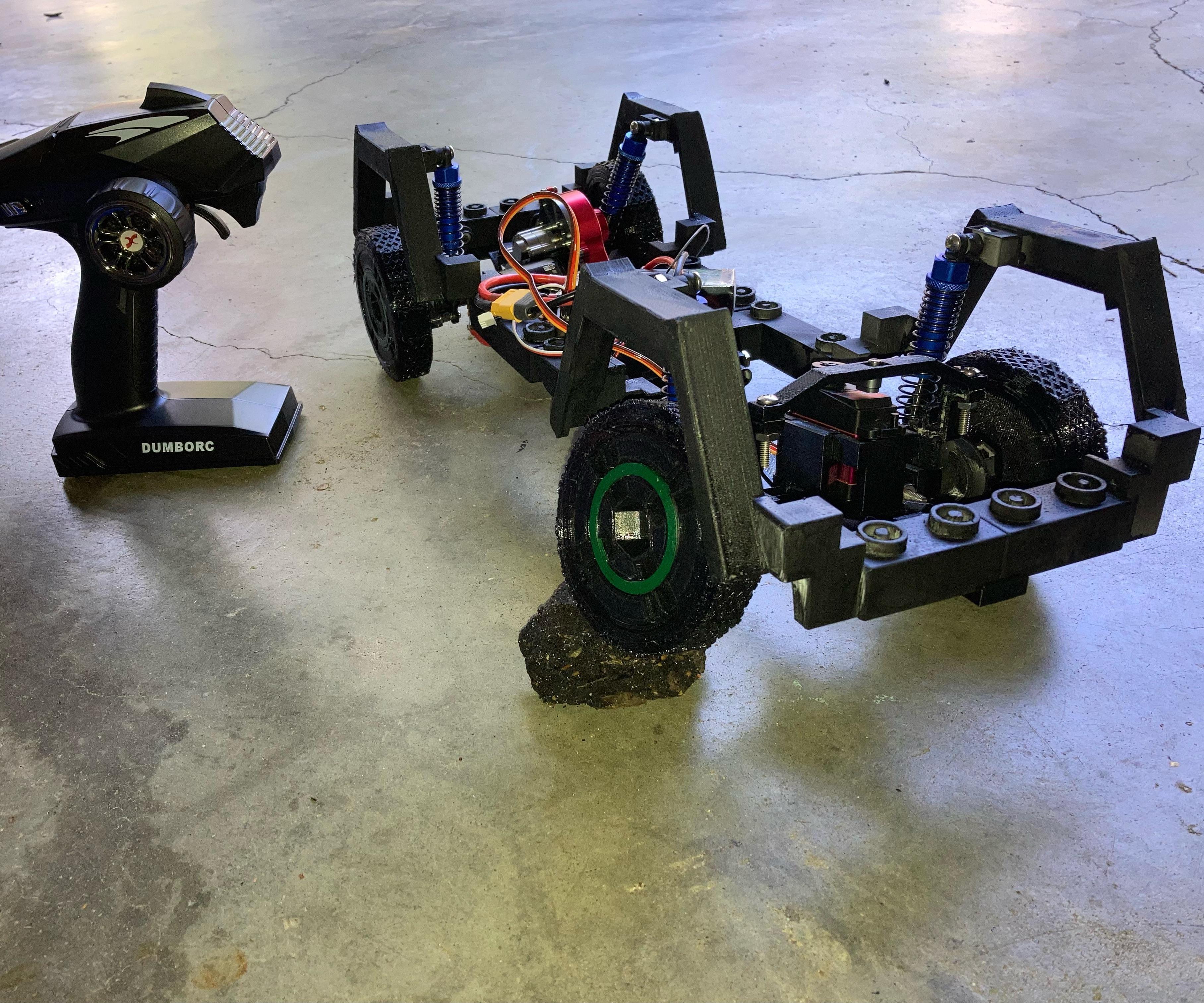 ELECTRIC RC CAR CHASSIS WITH ACCELERATION, STEERING, AND SUSPENSION