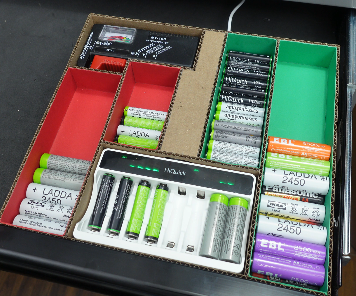 Cardboard AA/AAA Batteries Organizer