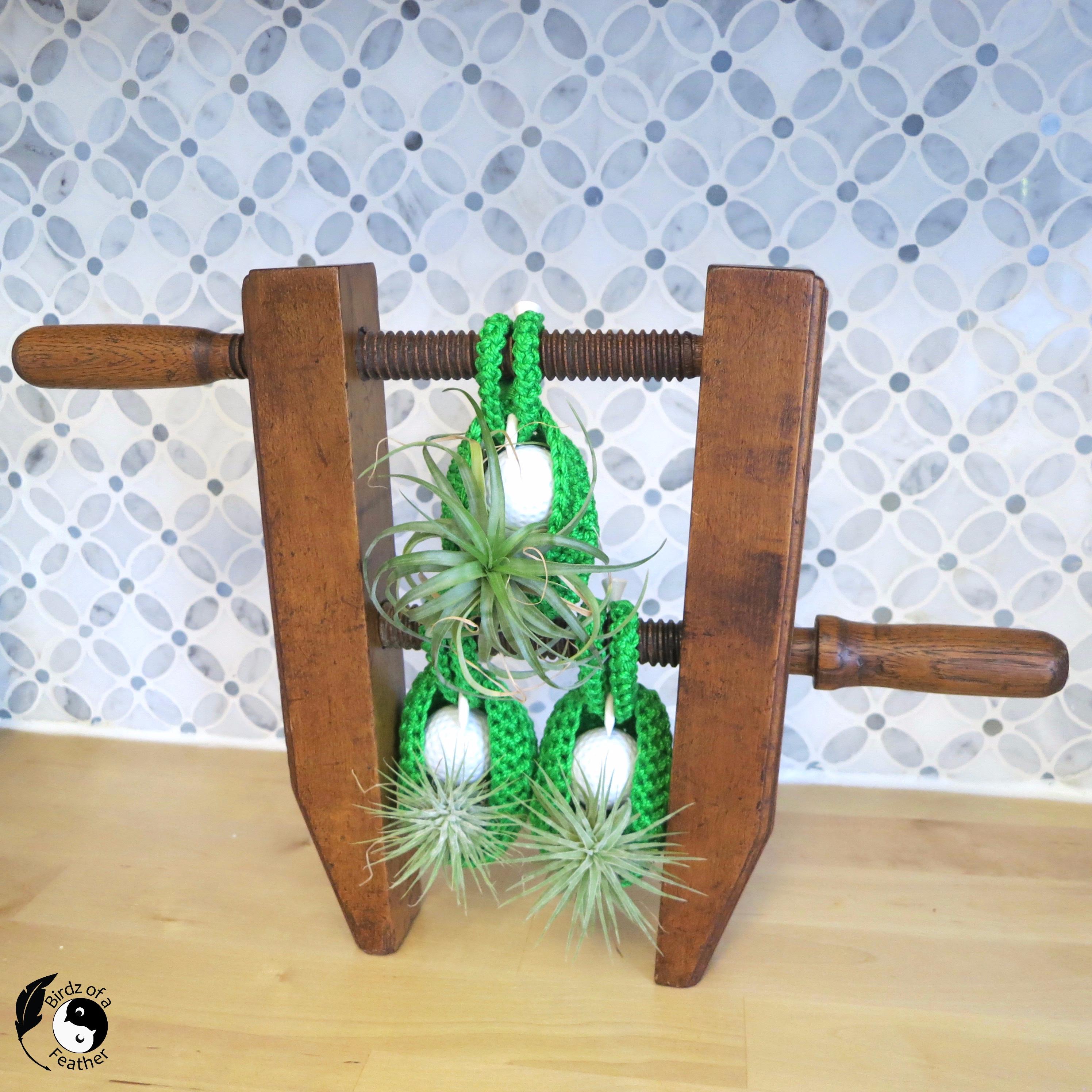 Golf Themed Crochet Air Plant Hanger