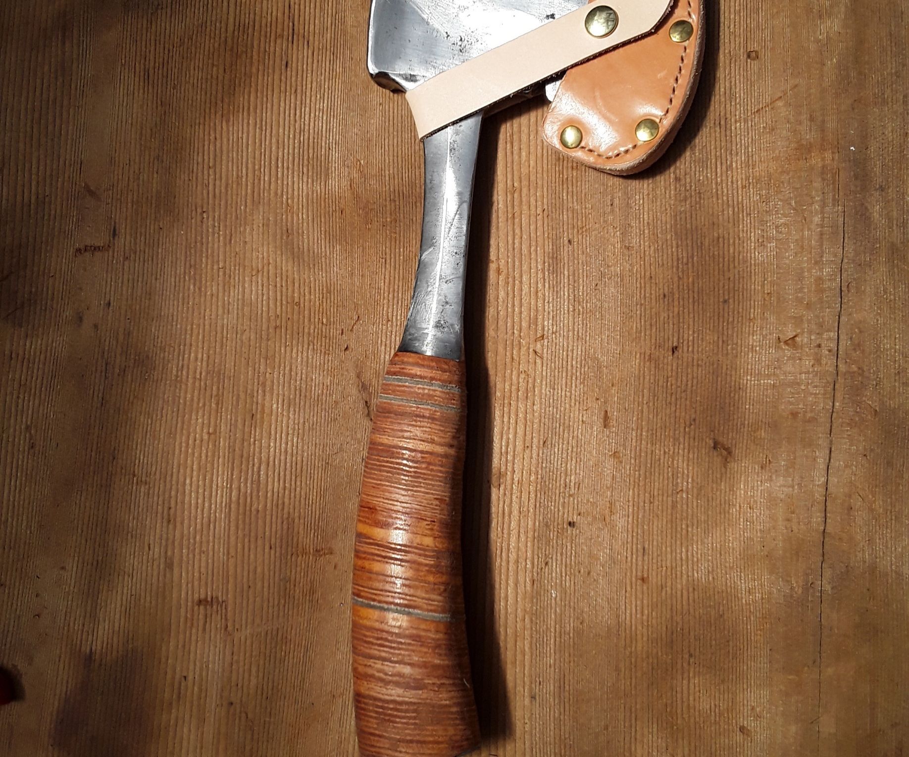 Stacked Leather Handle From Box of Scraps