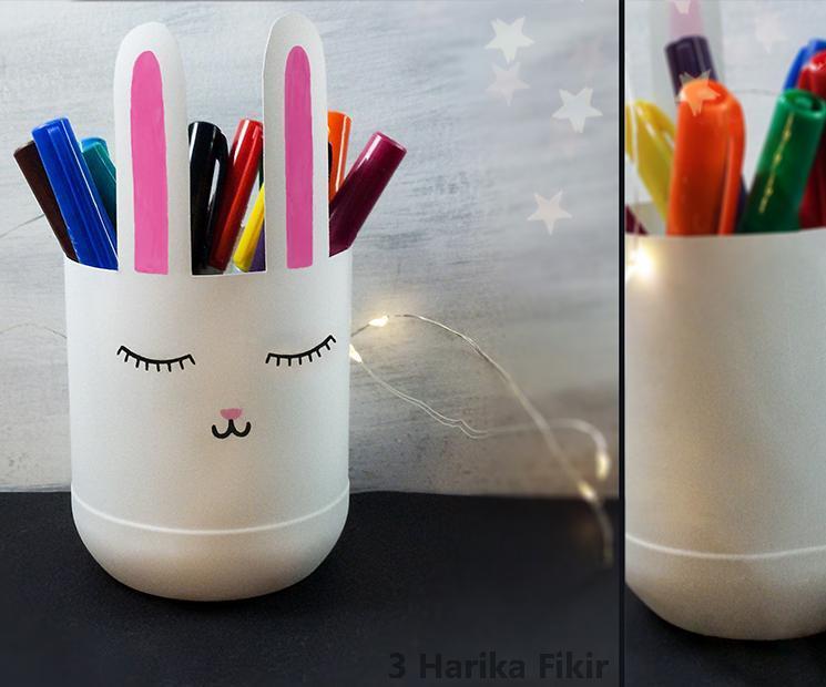 Bunny Pencil Holder With Plastic Bottle