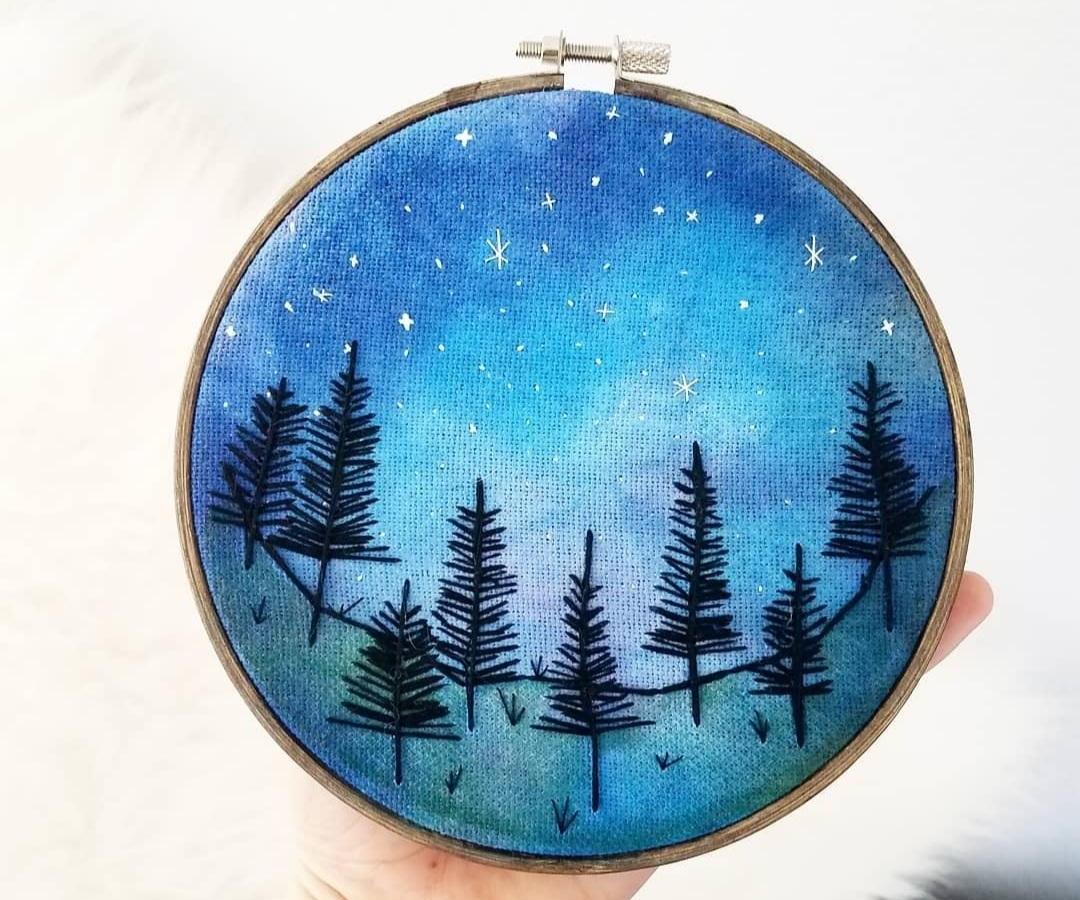 Dyed Fabric Embroidery Hoop Art 