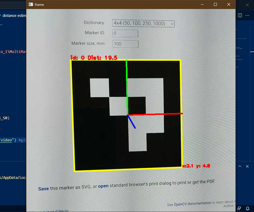 Distance Estimation Using Opencv and ArUco Marker