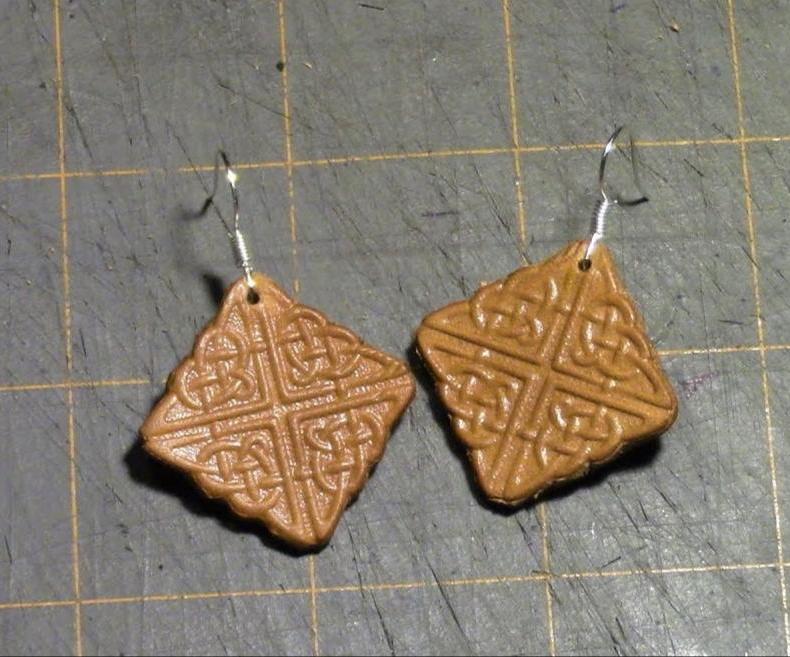 Stamped Leather Earrings 