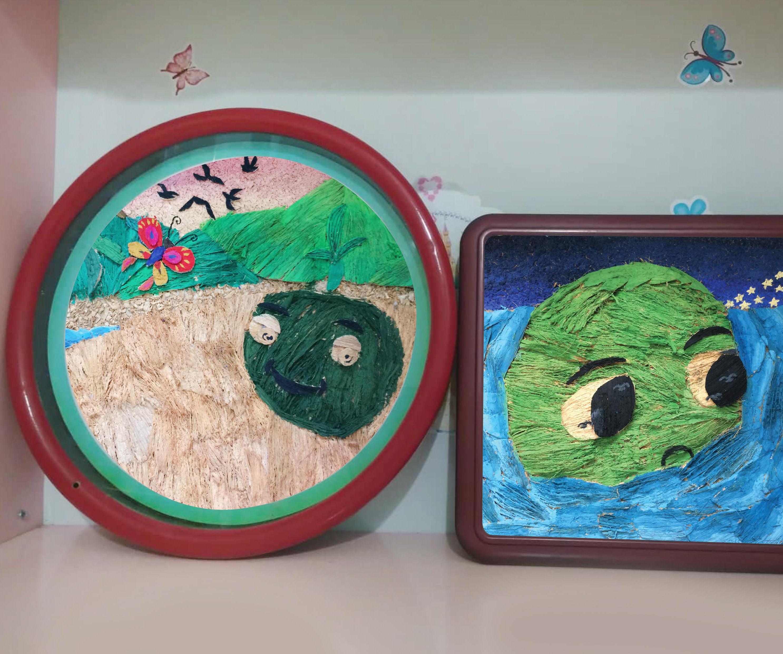 Tranh Sơ Dừa ( Tranh Được Làm Từ Sơ Dừa Và Khung Tranh Làm Từ Đồng Hồ Cũ)