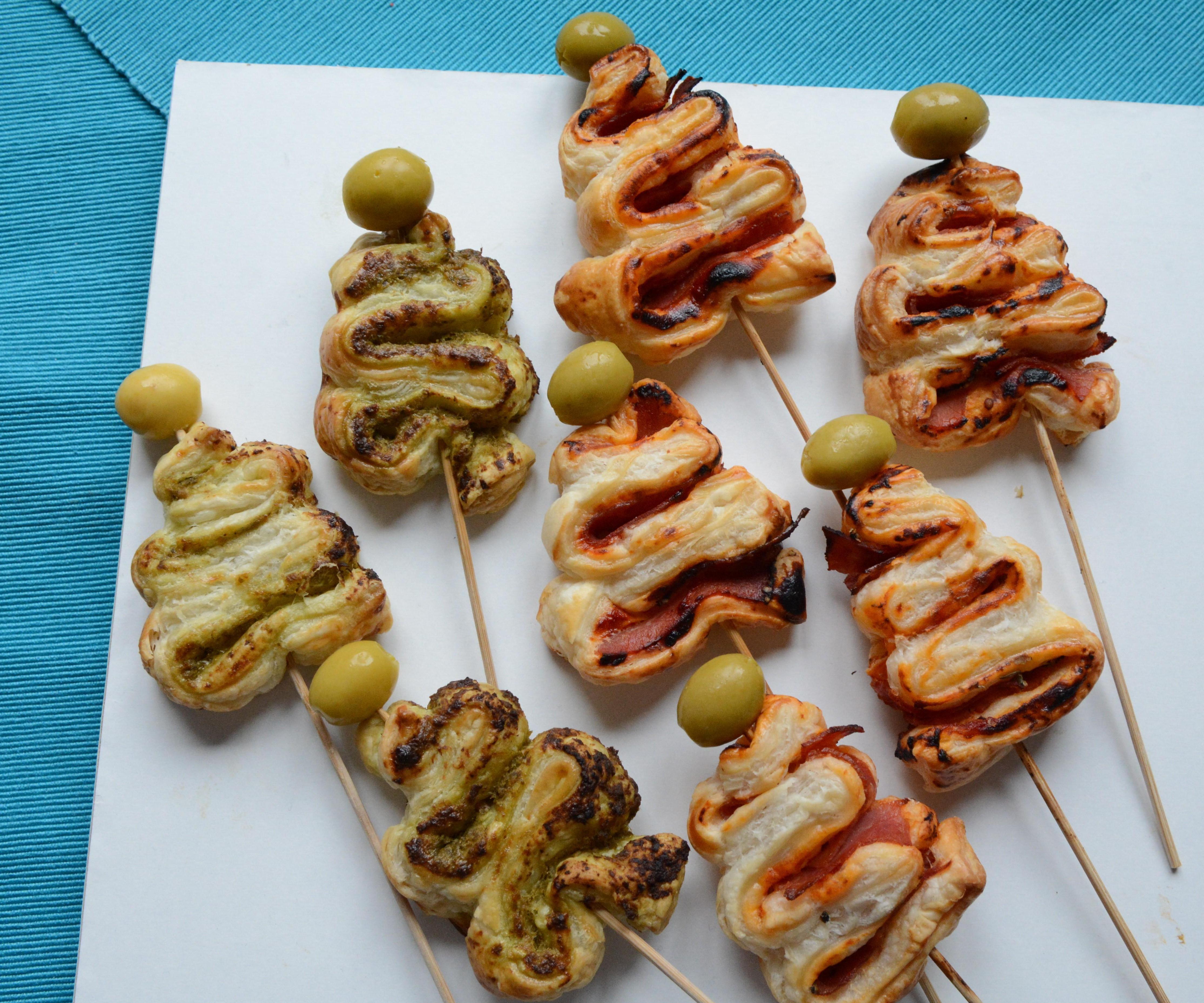 Savoury Puff Pastry Trees on a Stick 