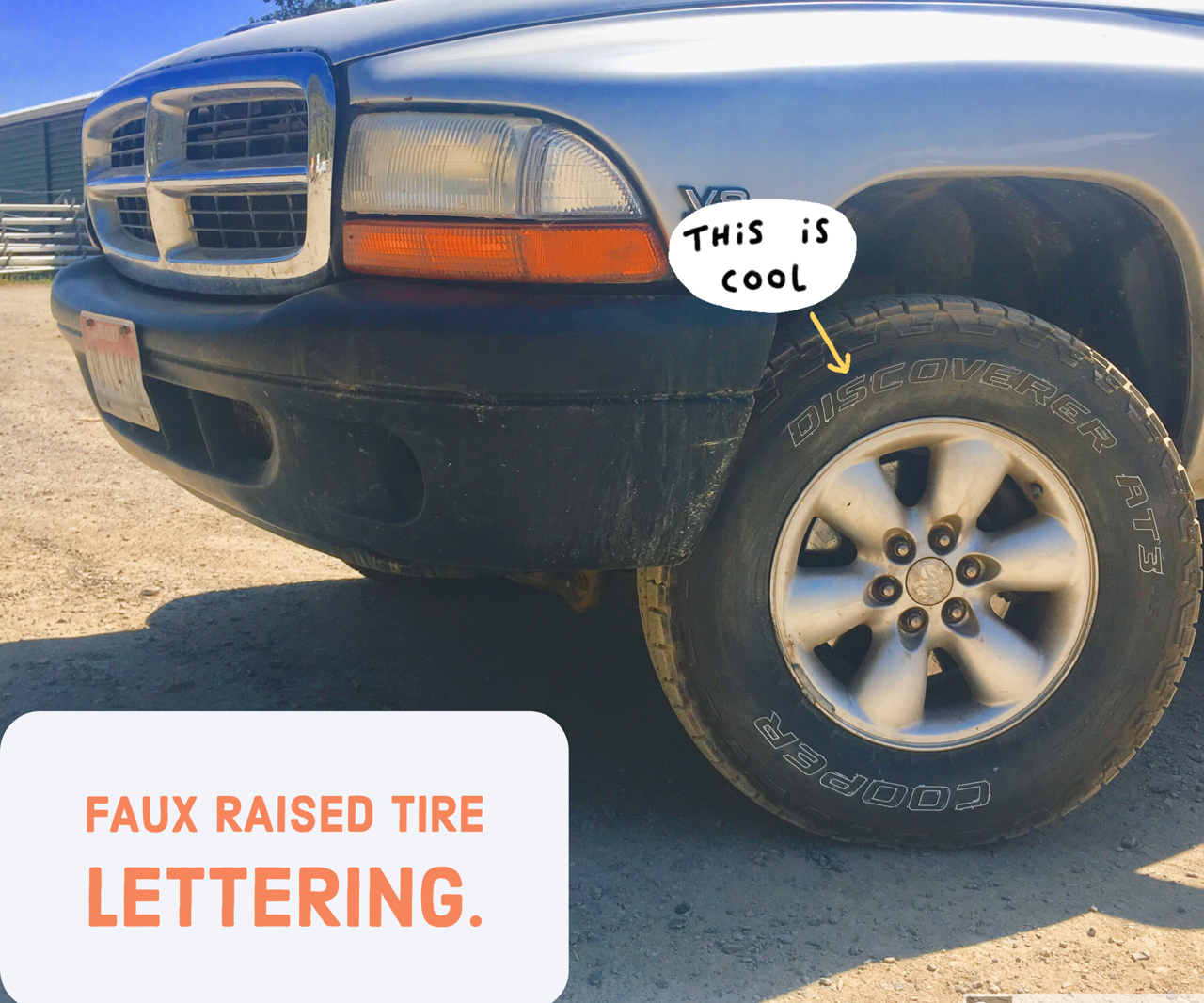 Faux Raised Tire Lettering