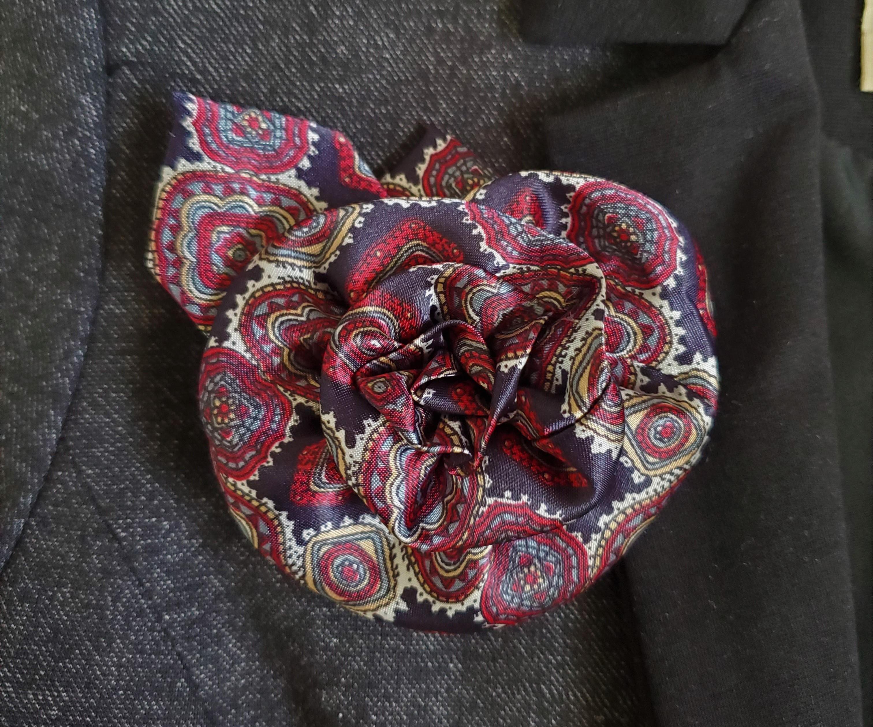 Upcycled Silk Tie Flower Broach